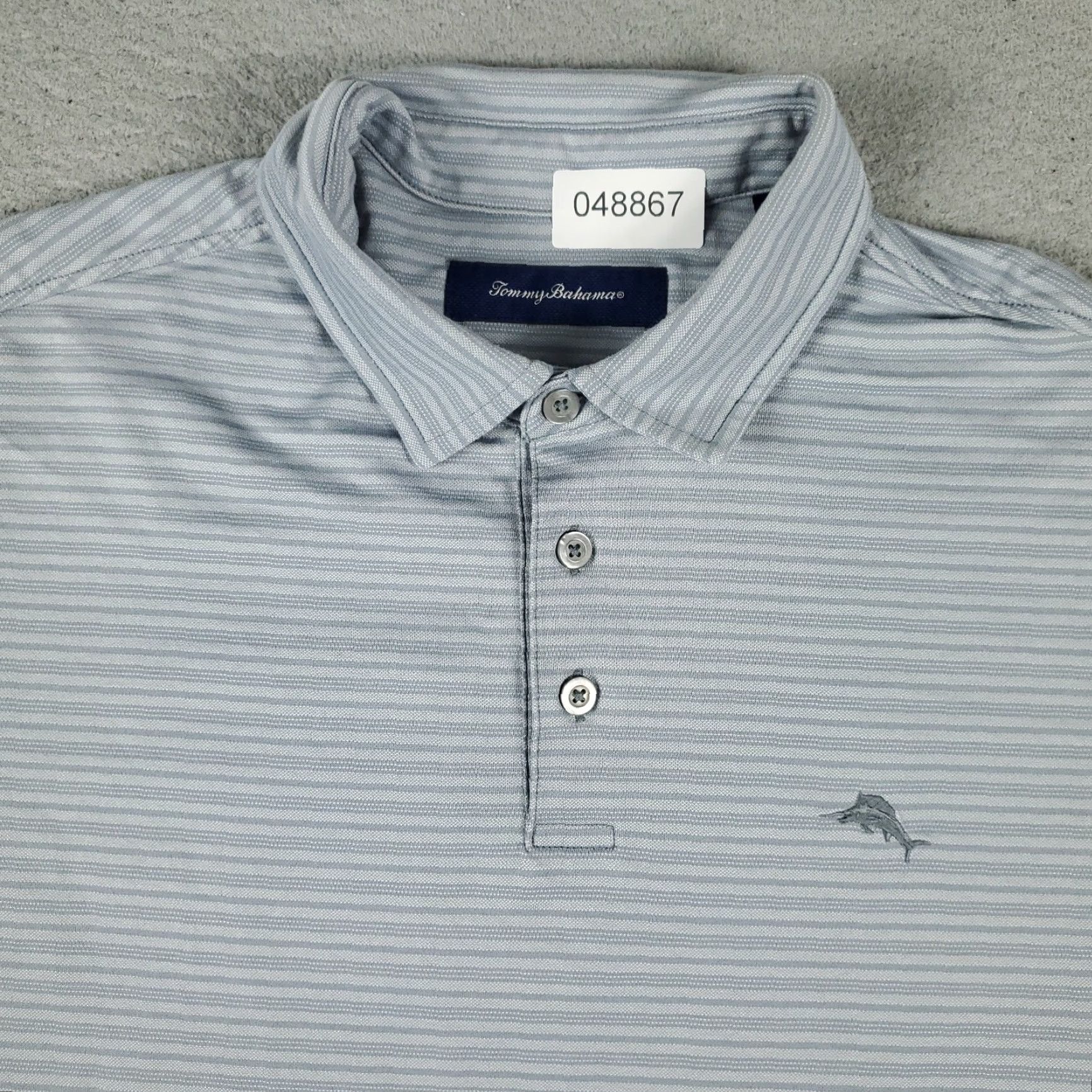 Tommy Bahama Tommy Bahama Gray Striped Polo Shirt Men’s Large Short Sleeve Casual Activewear Size US L / EU 52-54 / 3 - 2 Thumbnail