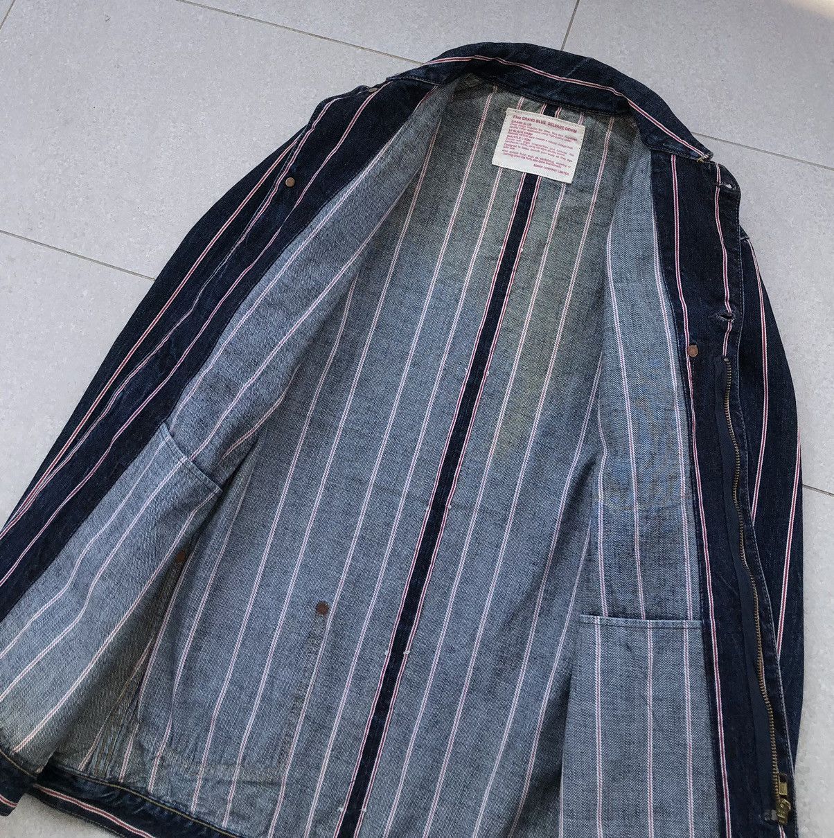 Edwin VTG EDWIN 13oz Grand Blue Selvage Denim Jacket Striped Jeans Size US L / EU 52-54 / 3 - 15 Thumbnail