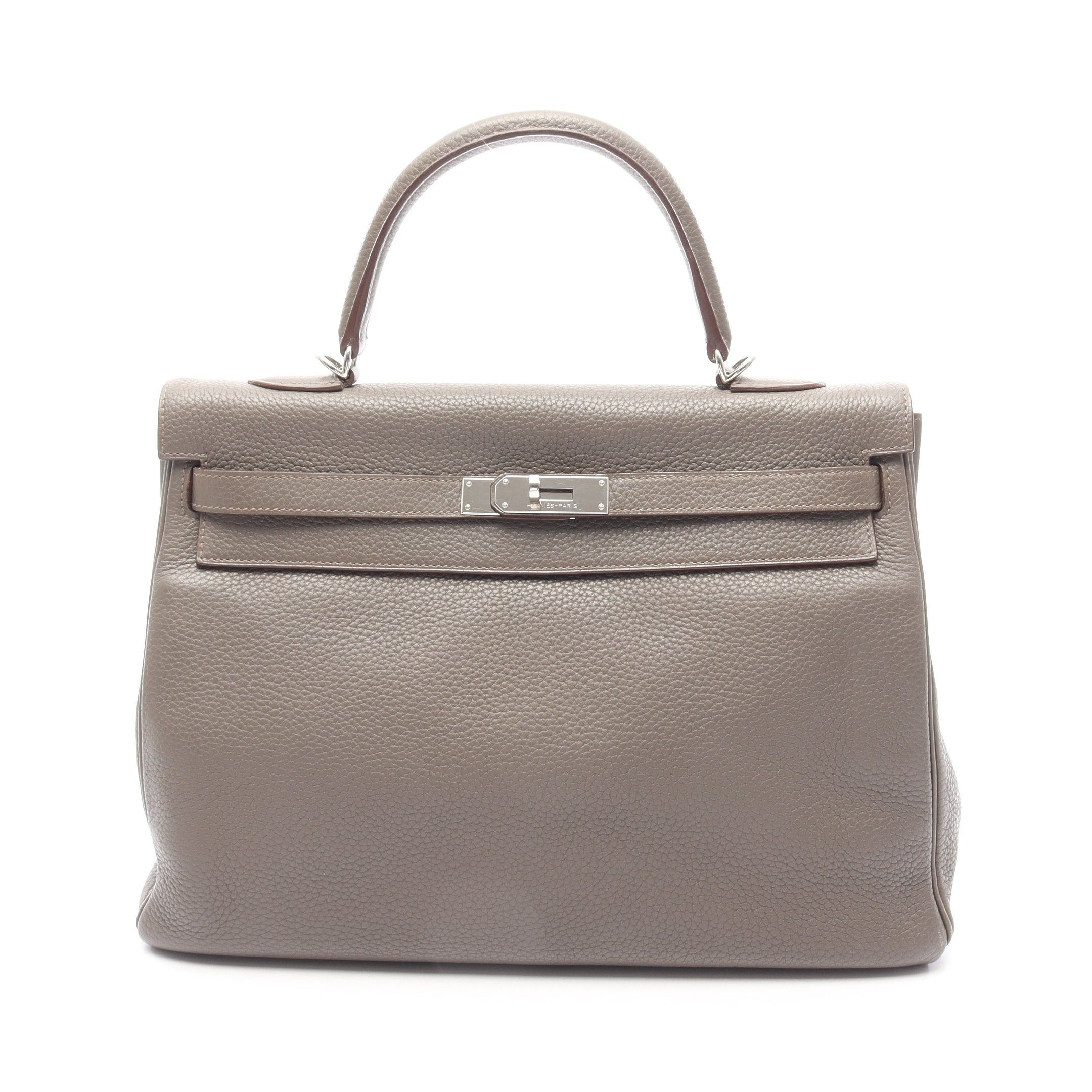 Hermes Hermes Kelly35 Ethane Handbag Clemence Leather Gray Brown Silver Hardware Inner Stitch Stamp Size ONE SIZE - 1 Thumbnail