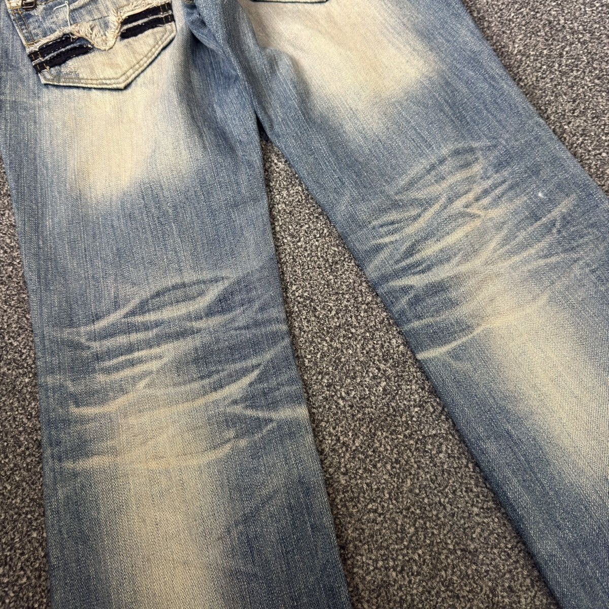 Beauty Beast Lolita Flared Distressed Exotic Heavy Faded Denim Jeans Size US 29 - 11 Thumbnail