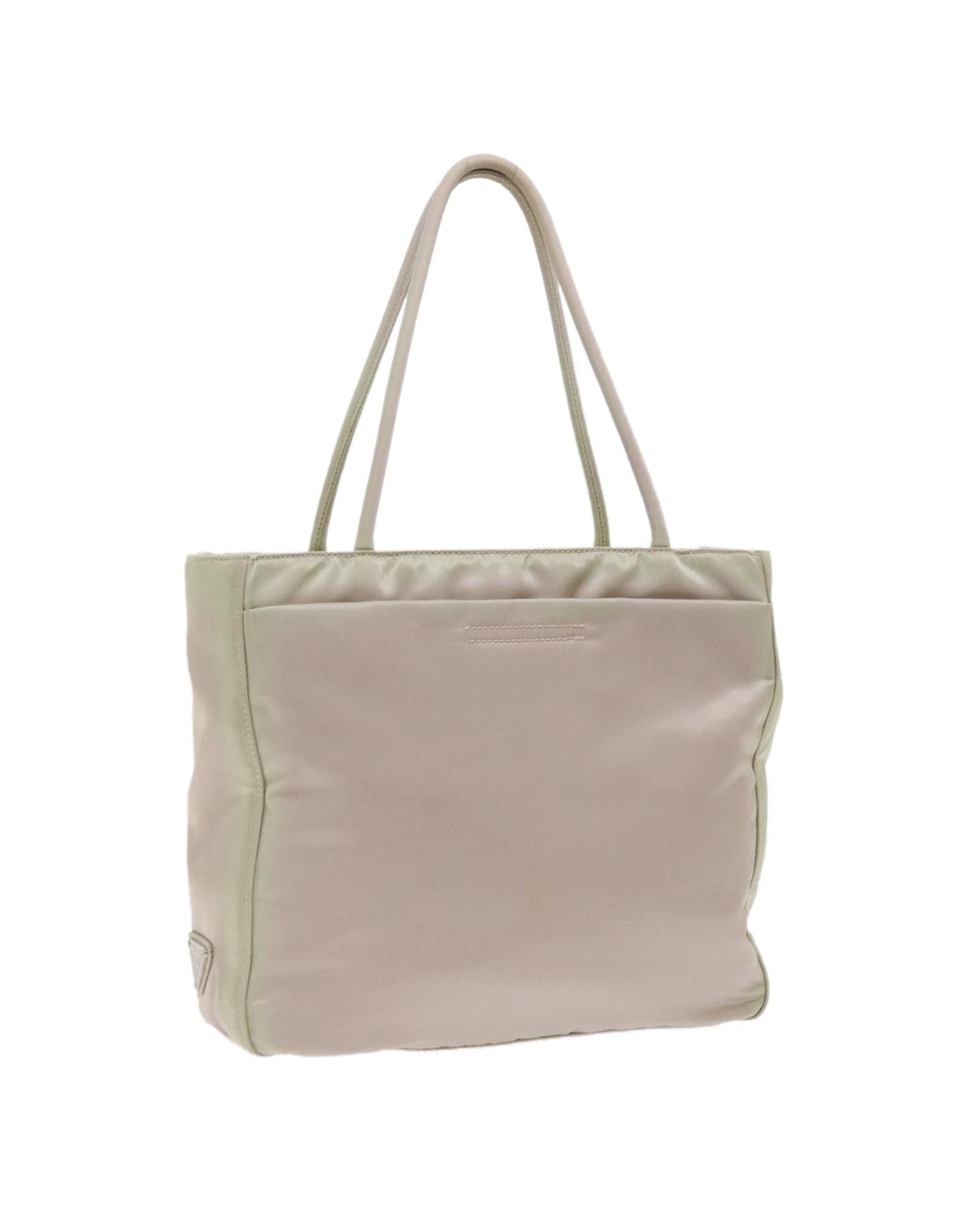 image of Prada Ivory Nylon Tote Bag With Handle Drop, Women's