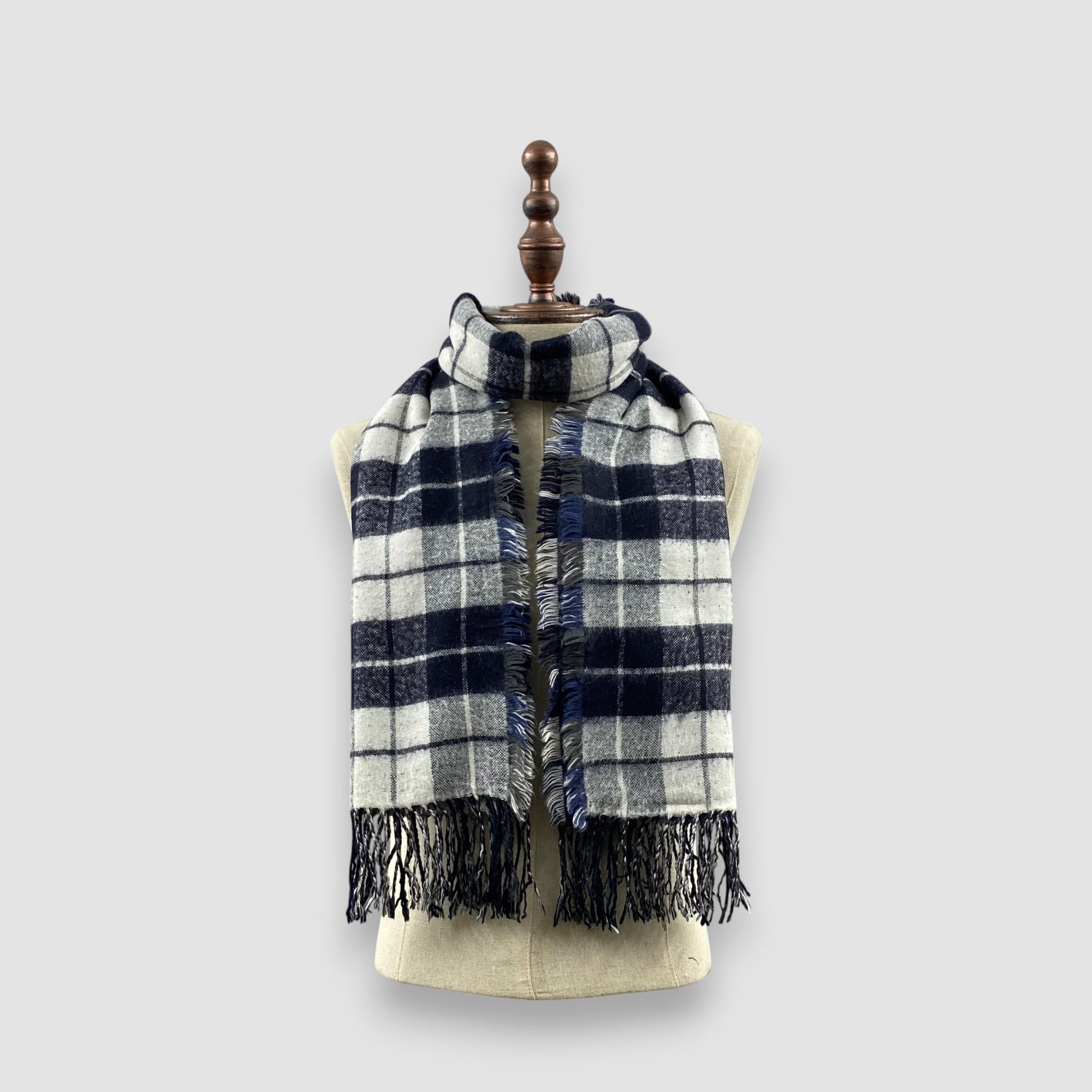 Japanese Brand Vintage PPFM Peyton Place Scarf Muffler Plaid Wool Scarves Size ONE SIZE - 1 Thumbnail