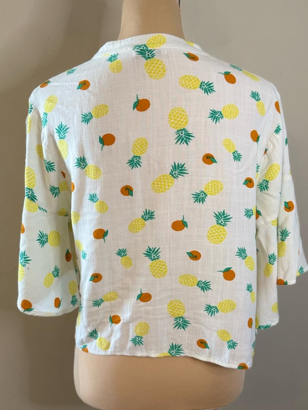 Luchiano Visconti Lush crop top pineapple orange novelty print wide sleeves M Size M / US 6-8 / IT 42-44 - 4 Thumbnail