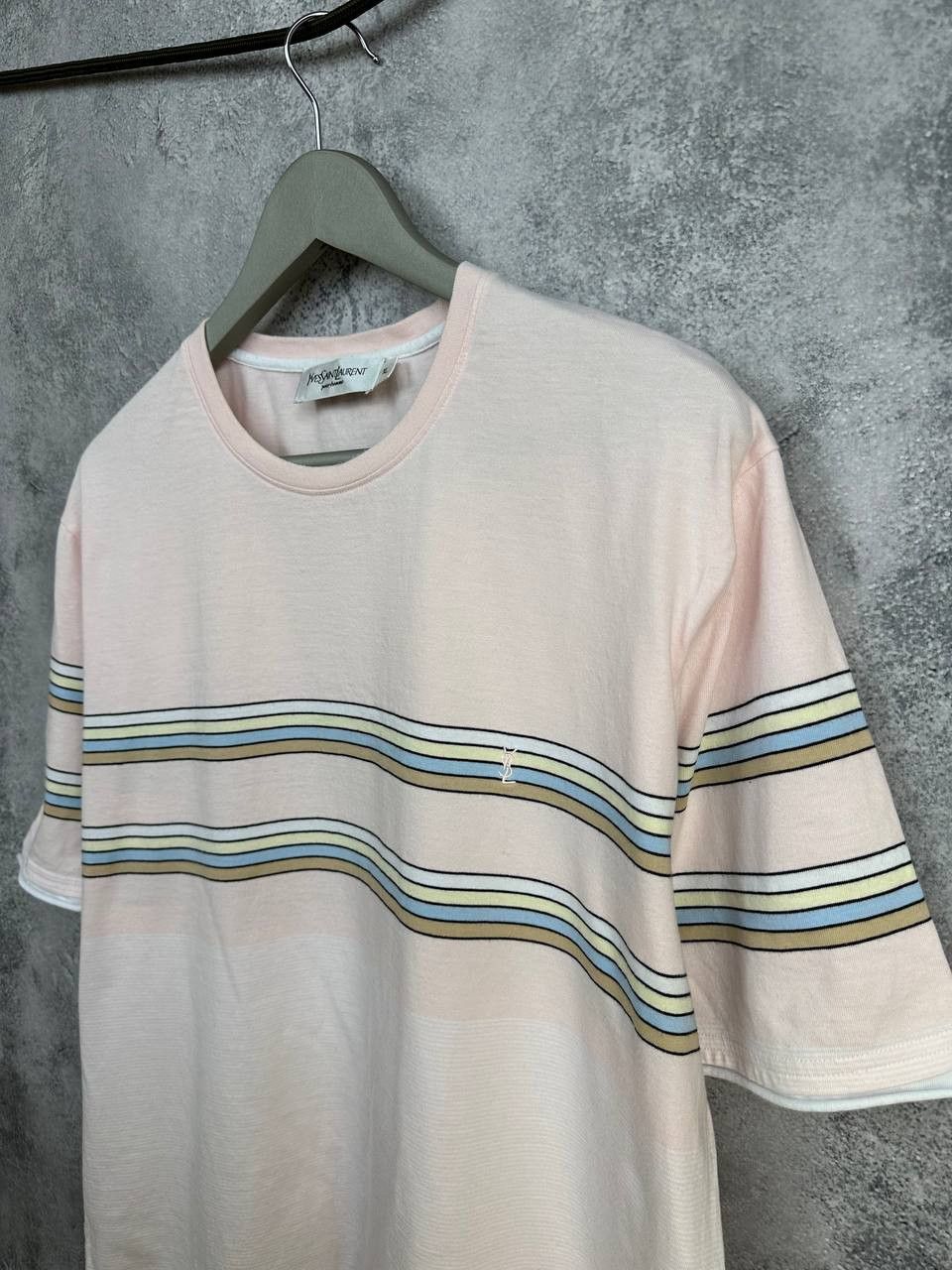 Yves Saint Laurent Yves Saint Laurent YSL Striped T-Shirt Crew Neck Pink Tee Size US XL / EU 56 / 4 - 5 Thumbnail