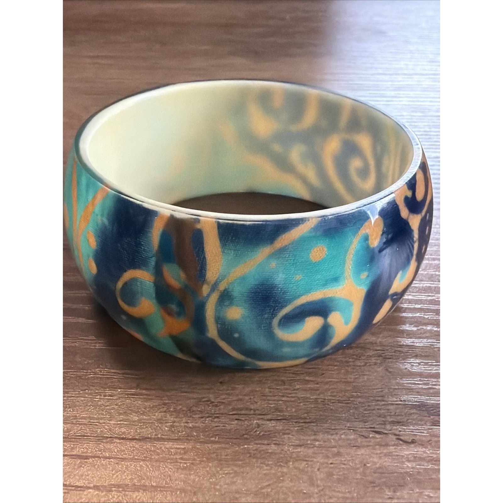 Other Bangle Bracelet Shaped Teal Blue Gold Tone Jewelry Size ONE SIZE - 8 Thumbnail