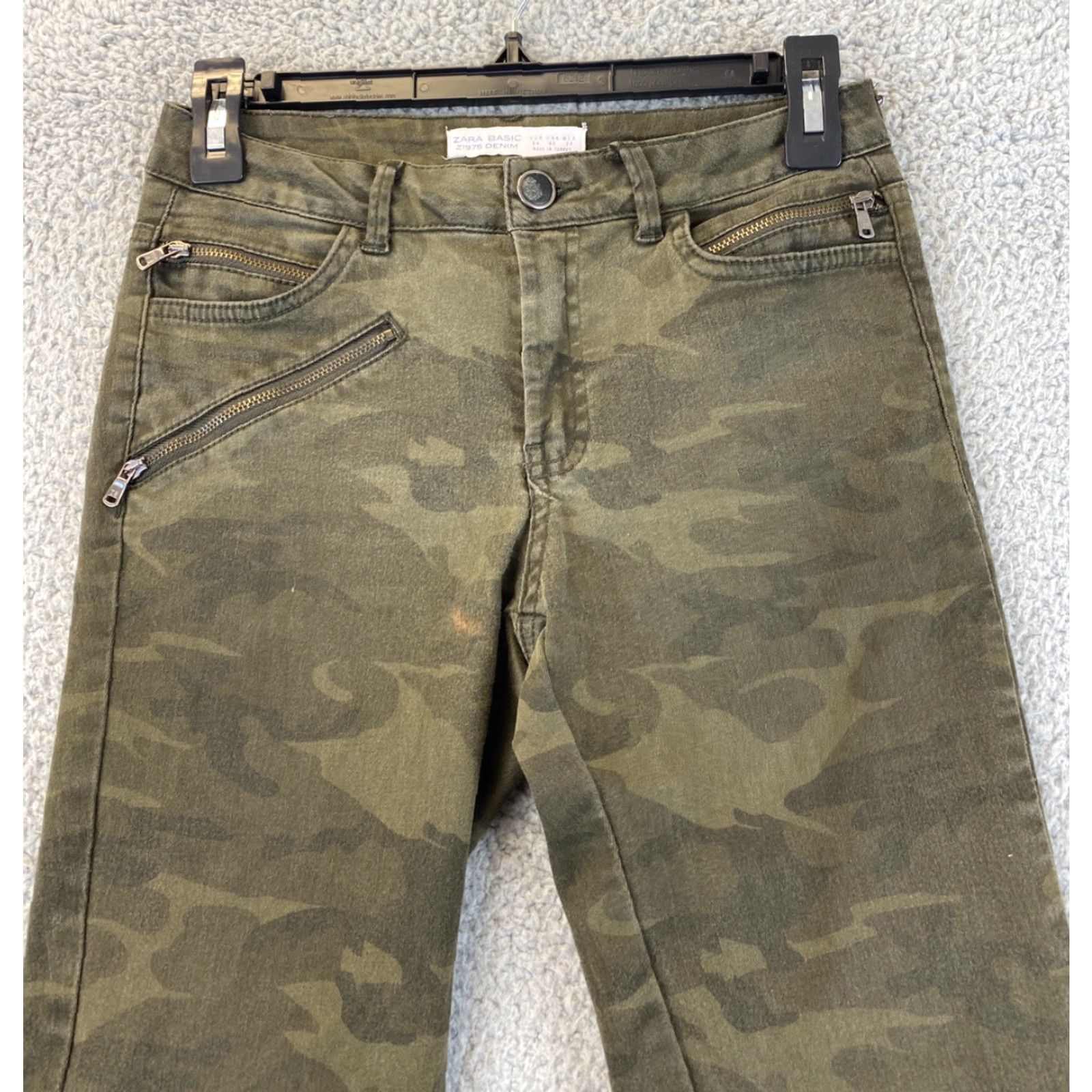 Zara Zara Skinny Stretch Camo Green Jeans Pants Womens (Size US2) / 48-14 Size 26" / US 2 / IT 38 - 2 Thumbnail
