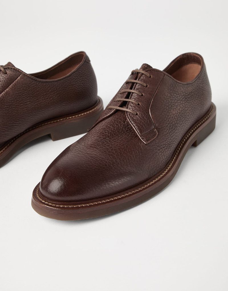 Brunello Cucinelli os11x0226 Délavé Deerskin Derbys Shoes In Brown Size US 11.5 / EU 44-45 - 4 Thumbnail