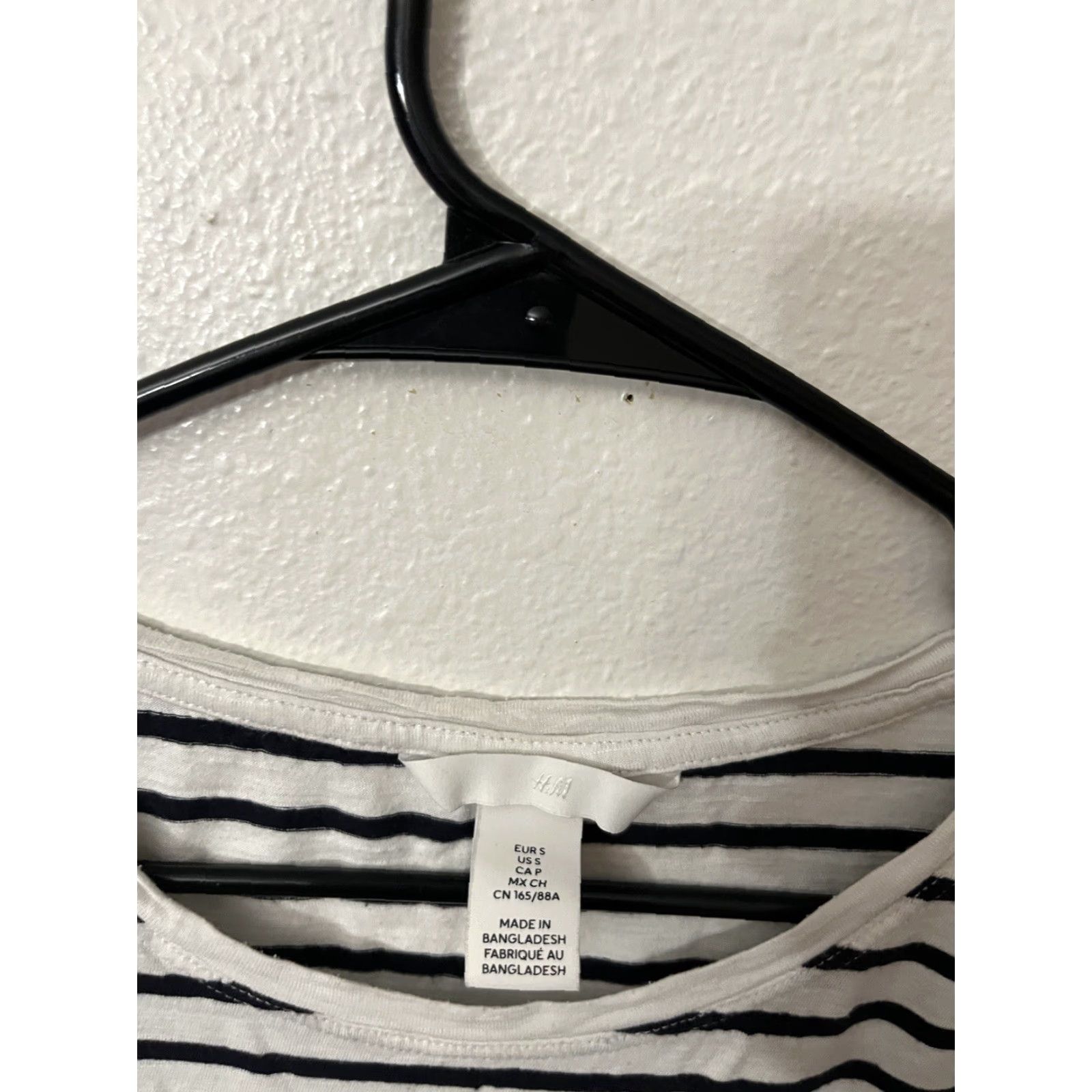 H&M H&M White Striped T-Shirt Women Small Cotton Blend Short Sleeve Classic Size S / US 4 / IT 40 - 2 Thumbnail