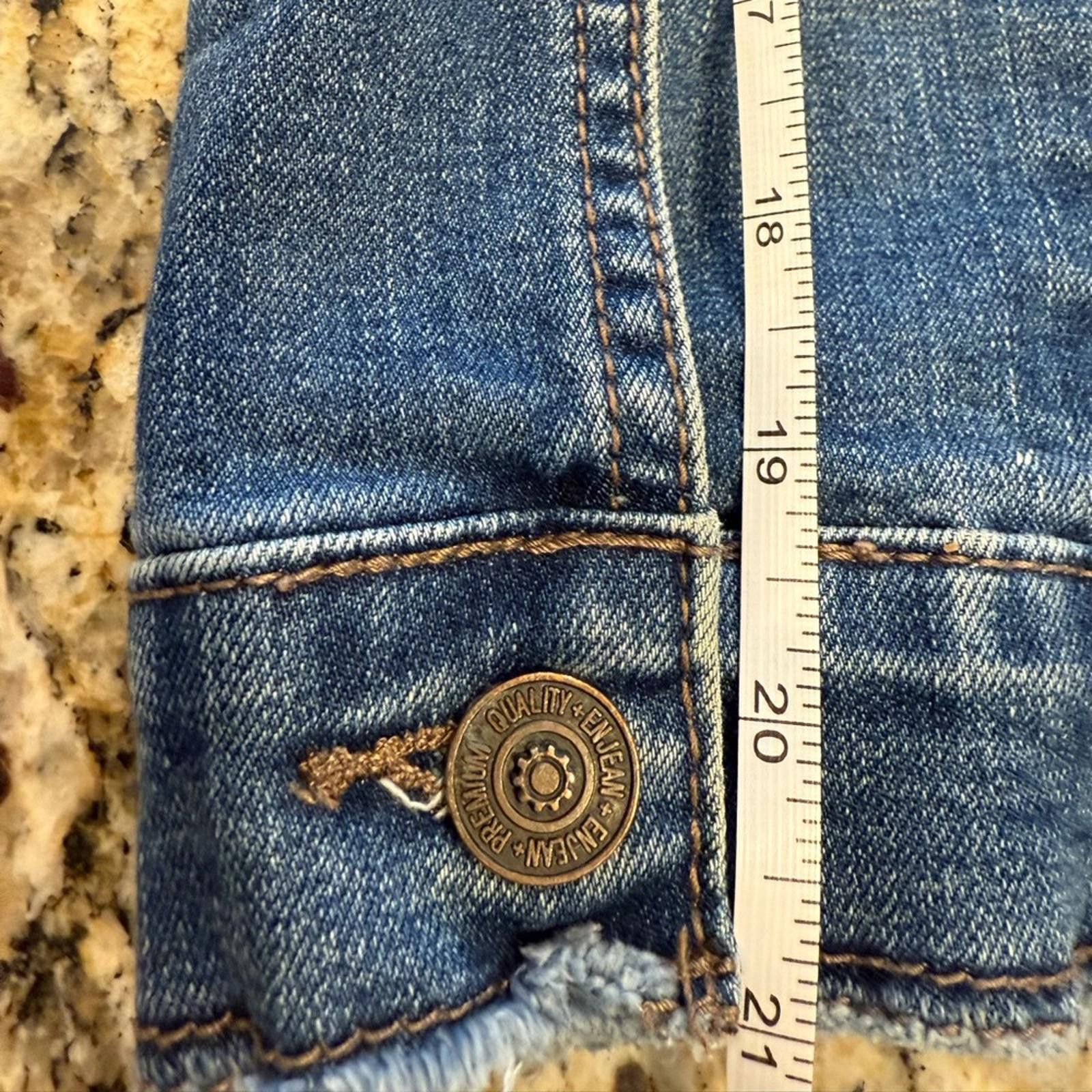 Other ENJEAN denim jeans jacket distressed medium wash stretch SM Size S / US 4 / IT 40 - 11 Thumbnail