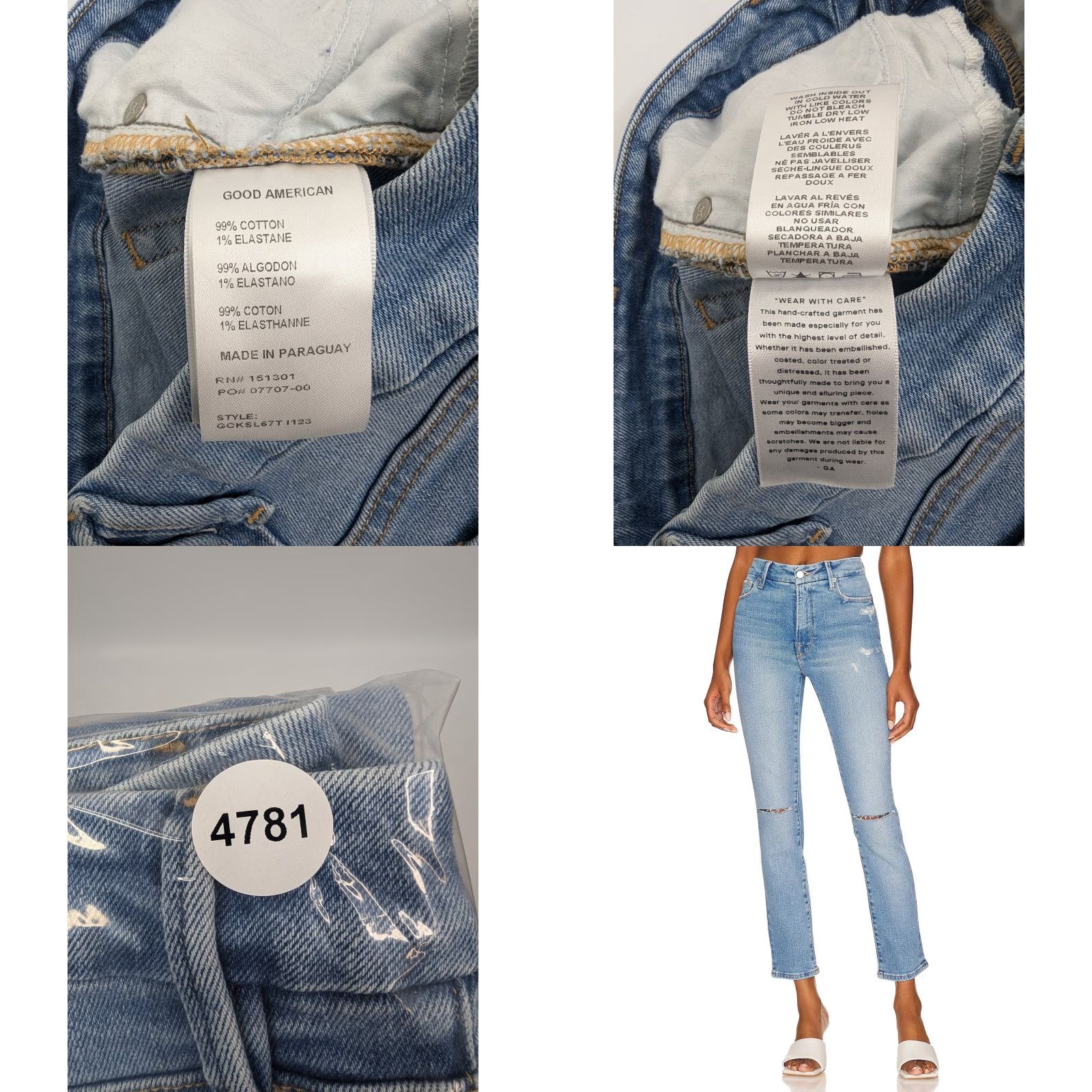 Good American Good American Jeans Slim Straight 5-Pocket Denim GCKSL67T Size 29 Blue Women Size 29" - 9 Thumbnail