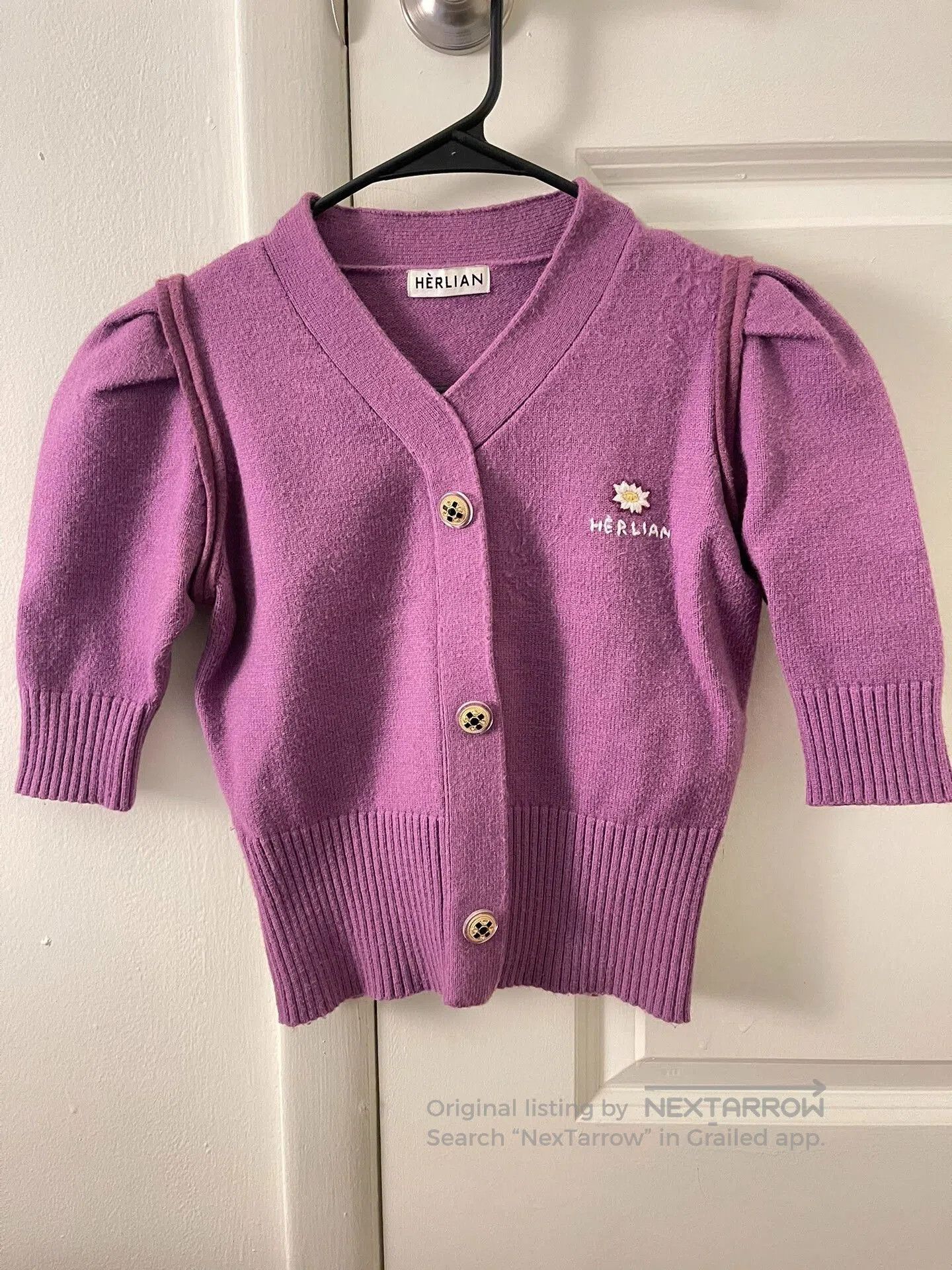 Japanese Brand Short Purple Knit Sweater Size S. Size S / US 4 / IT 40 - 1 Thumbnail