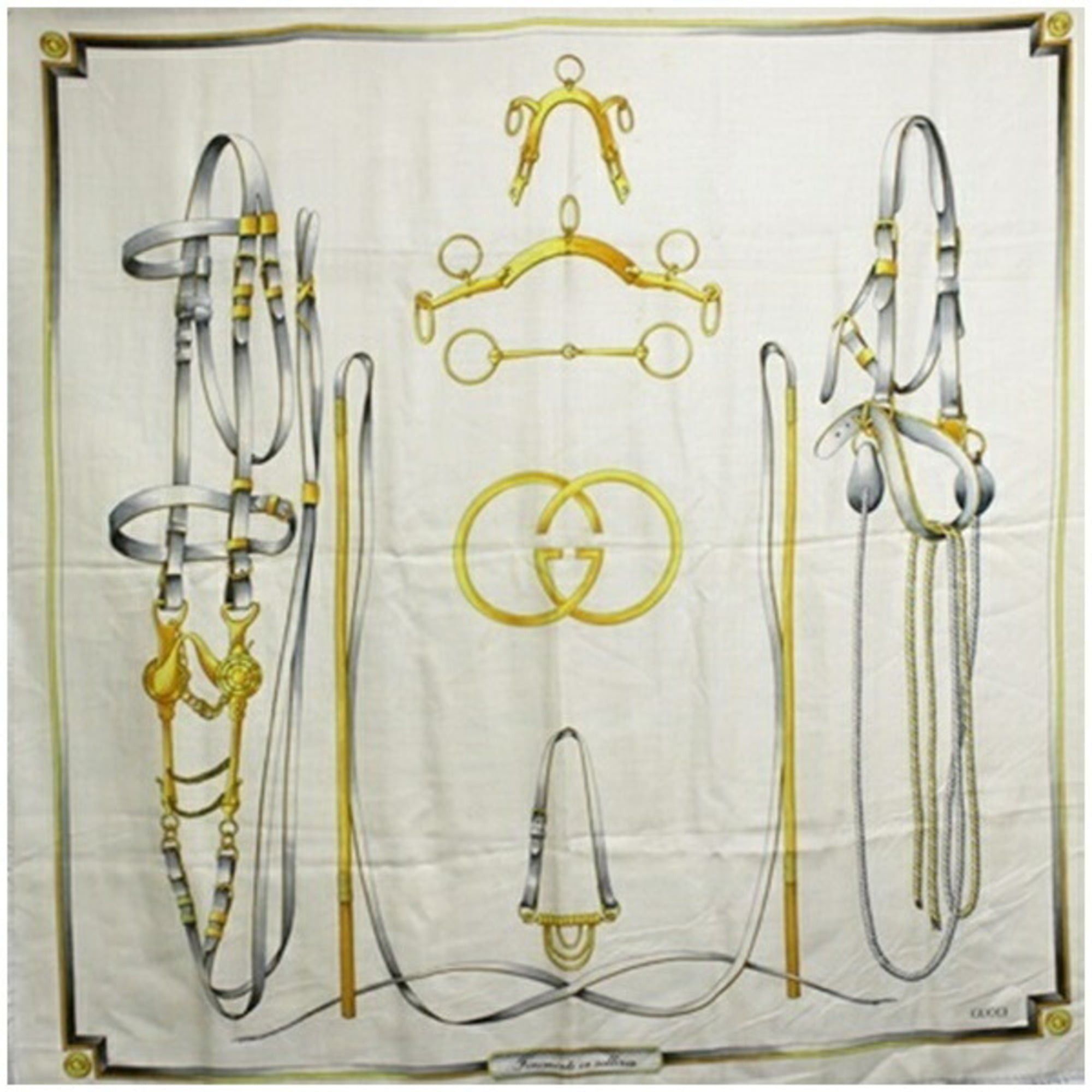 Gucci Gucci large scarf/muffler in ivory, gray, and yellow. for women. Size ONE SIZE - 1 Thumbnail