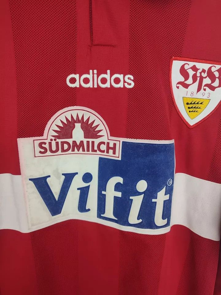 Adidas VfB Stuttgart 1996/97 away FOOTBALL Kit SHIRT JERSEY #3 Size US L / EU 52-54 / 3 - 10 Thumbnail