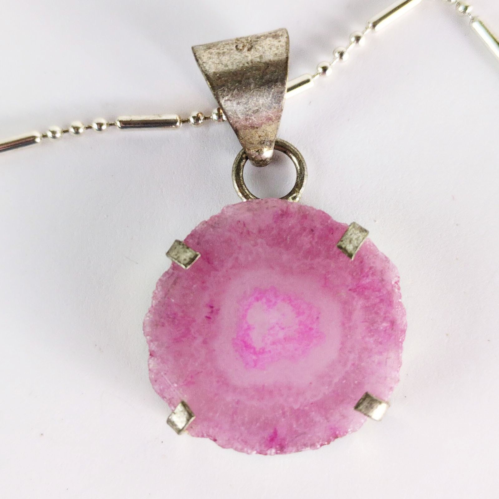 Other 925 Sterling Silver 18" Chain Necklace Pink Agate Pendant Size ONE SIZE - 2 Thumbnail