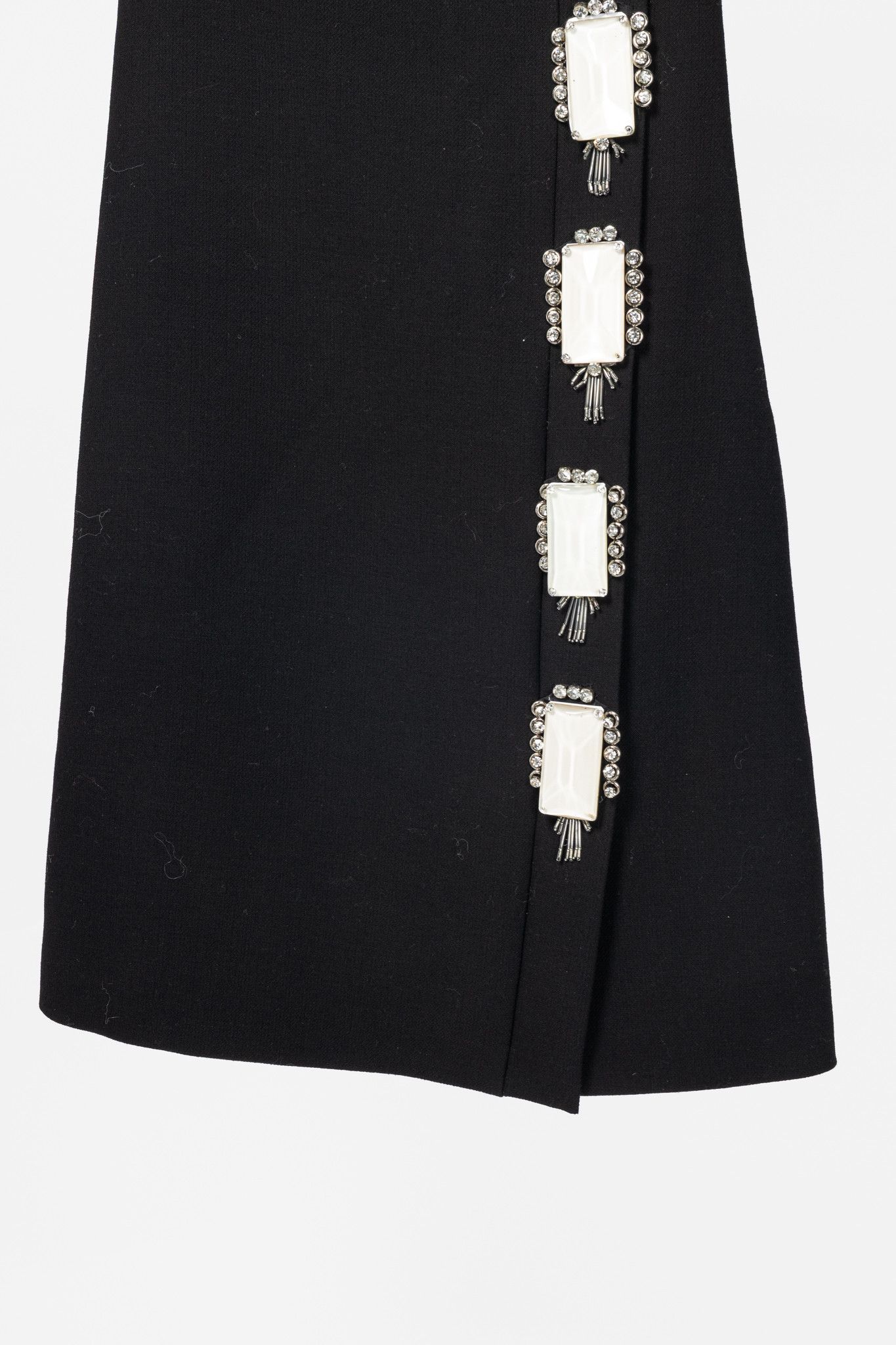 Prada Prada AW12 Black Wool-Crepe Crystal-Embellished Dress Size S / US 4 / IT 40 - 8 Thumbnail
