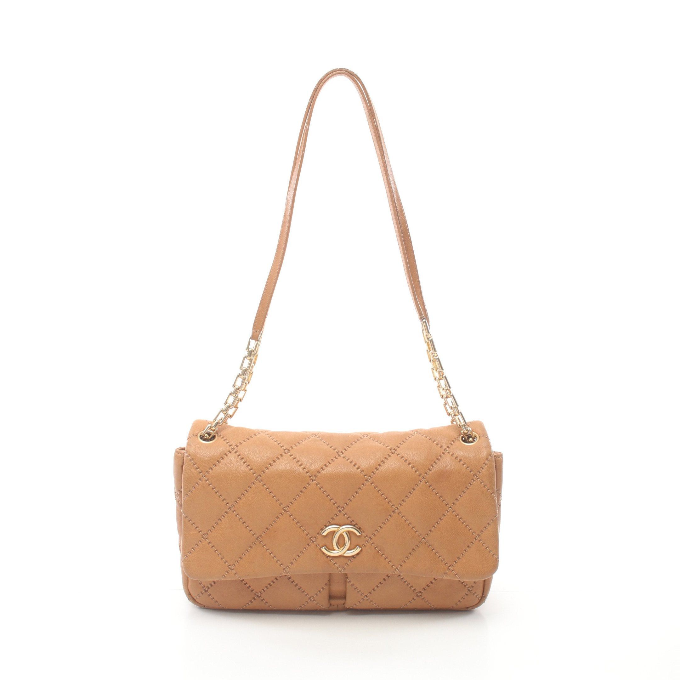 Chanel Chanel Ultra Stitch Double Chain Shoulder Bag Leather Light Brown Gold Hardware Size ONE SIZE - 1 Thumbnail