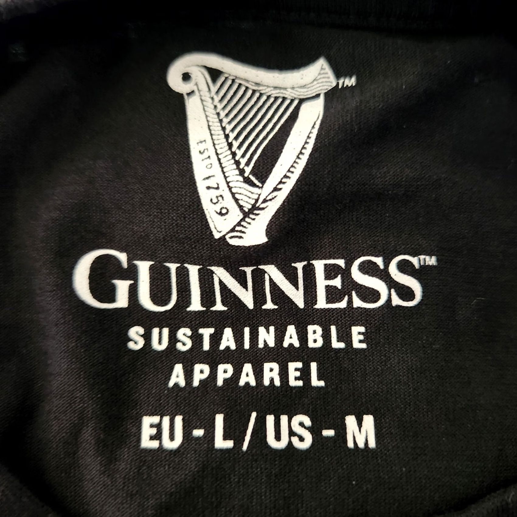 Vintage Guinness T Shirt Tee Mens Large Black Extra Stout Dublin Ireland Brewery Graphic Print Short Sleeve Crew Neck Harp Logo Size US M / EU 48-50 / 2 - 4 Thumbnail