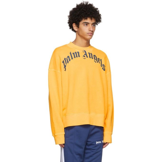 Palm Angels o1y0325 Logo Crewneck Sweatshirt in Yellow Size US XS / EU 42 / 0 - 2 Thumbnail