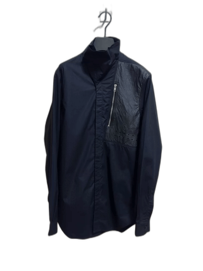 Rick Owens rick owens high collar shirt with leather detail-2508 Size US M / EU 48-50 / 2 - 1 Thumbnail