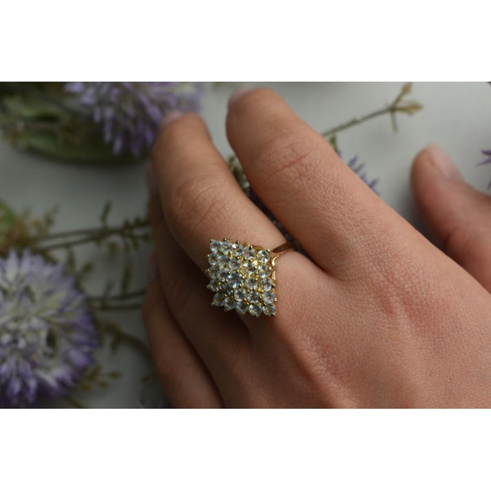 Jewelry 925 STERLING SILVER GOLD PLATED BLUE SPINEL RING SIZE 8 Size ONE SIZE - 5 Thumbnail