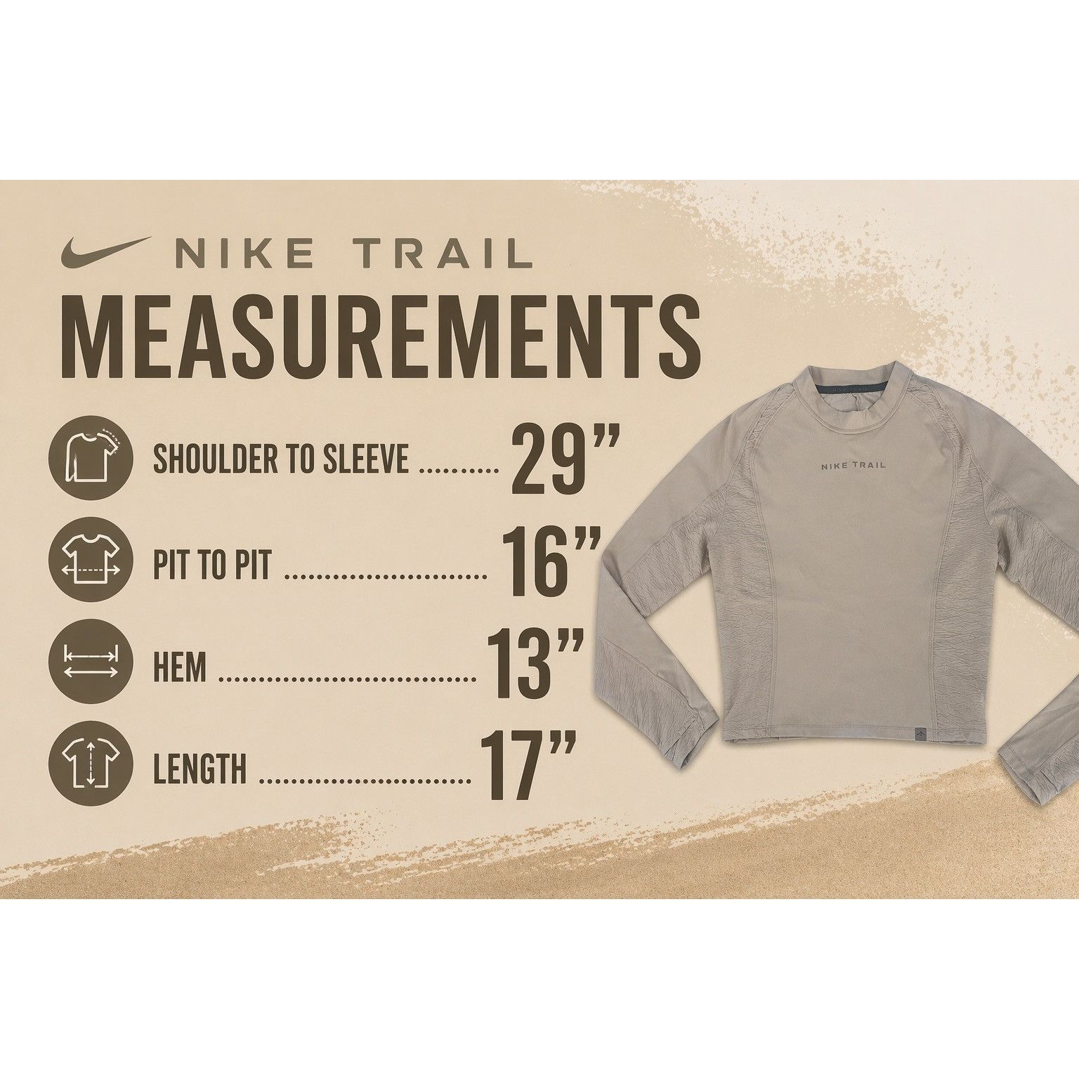 Nike Nike Trail Women's Beige Dri-FIT Cropped Long Sleeve Medium Size M / US 6-8 / IT 42-44 - 9 Thumbnail