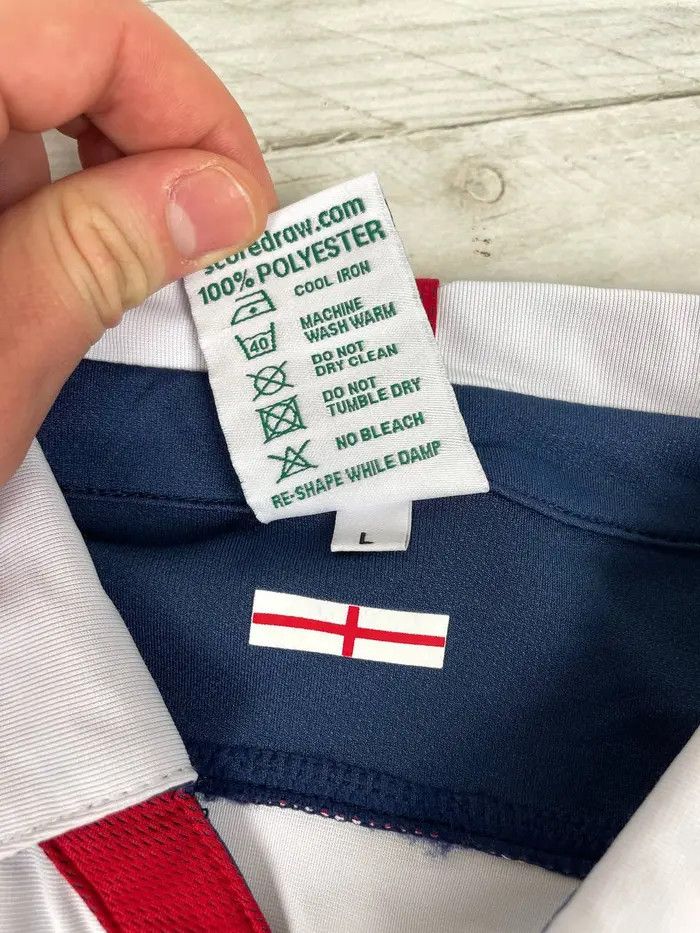 Vintage Score Draw England 2003 2005 Retro Home Shirt Soccer Jersey Size US L / EU 52-54 / 3 - 5 Thumbnail