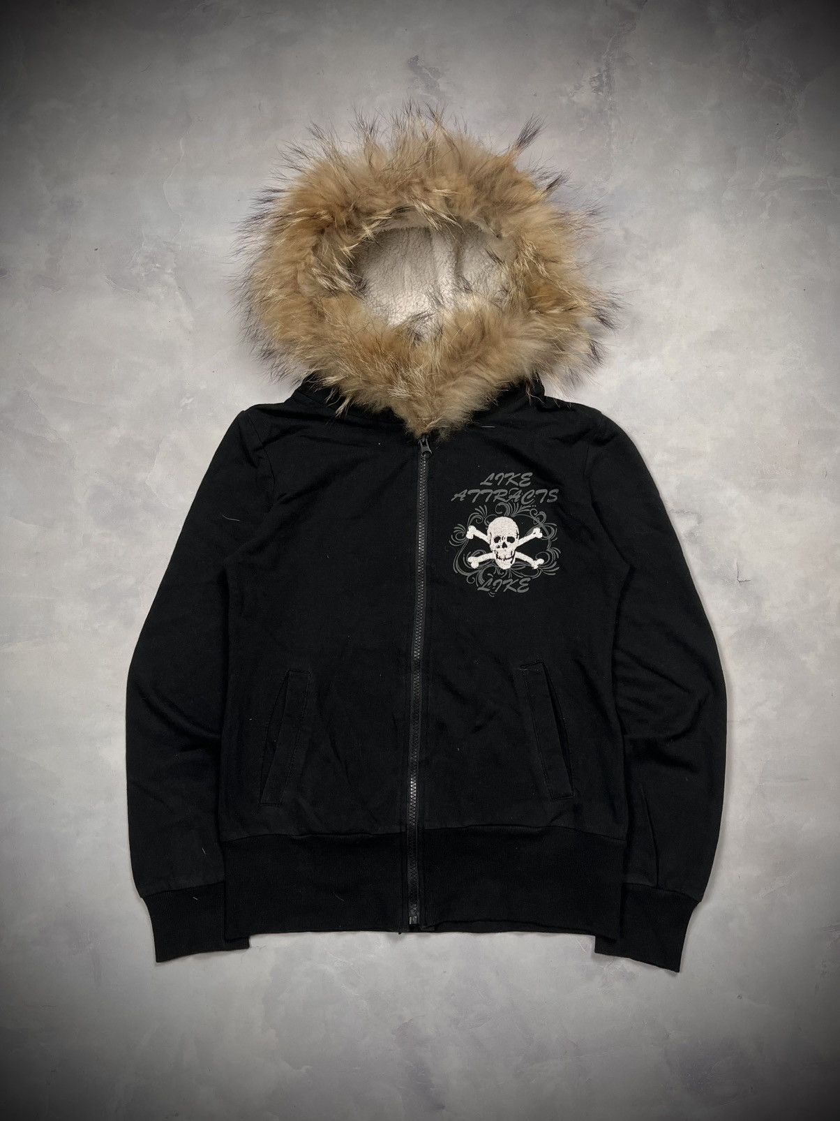 Japanese Brand Faux Fur Skull Hoodie M.K.R Size US S / EU 44-46 / 1 - 1 Thumbnail
