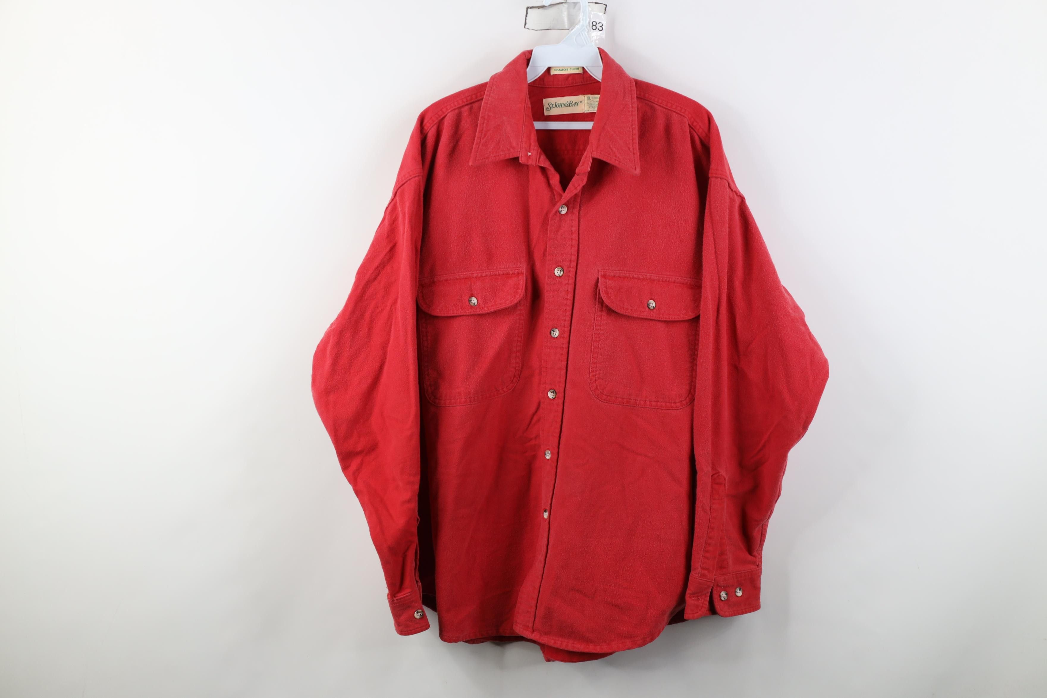 Vintage Vintage 70s Streetwear Chamois Cloth Button Shirt Red Size US XL / EU 56 / 4 - 1 Thumbnail