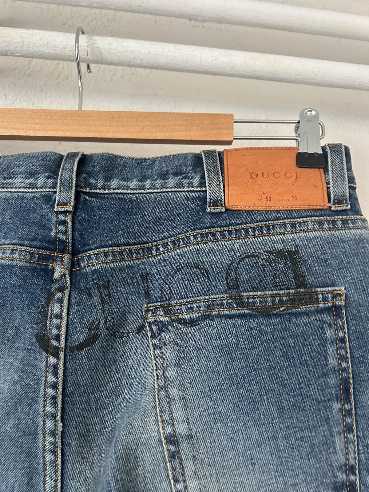 Gucci Blue Denim Jeans Embroidered w/ New York Yankees Size US 33 - 4 Thumbnail