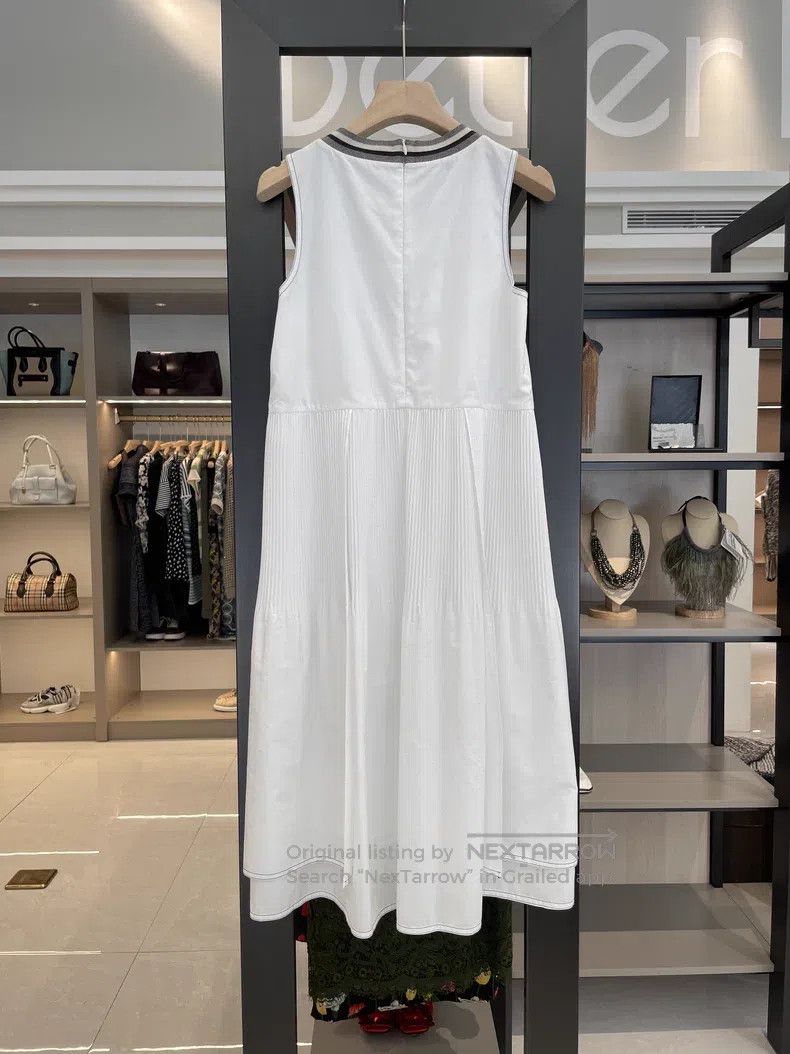 Brunello Cucinelli Brunello Cucinelli White Polyester Cotton Dress Size XS / US 0-2 / IT 36-38 - 2 Thumbnail