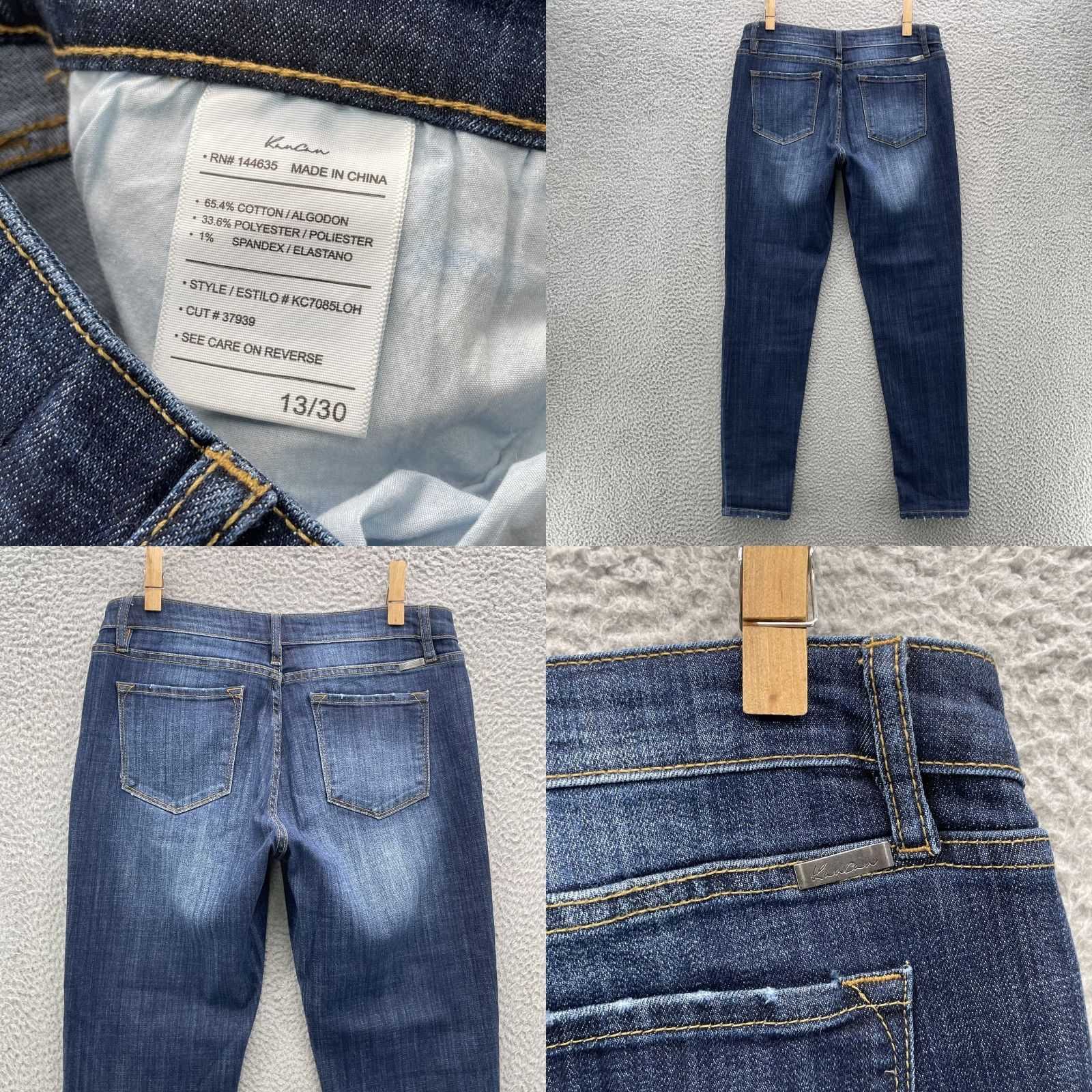 Vintage KanCanJeans Women's 33x30 Whisker Skinny Preppy Y2k Basics Indie Denim Jeans Blue Slim Modern Bohemian 2010s Tumblr School Rocker Academia Womens Men? Size 24" / US 00 / IT 34 - 8 Thumbnail