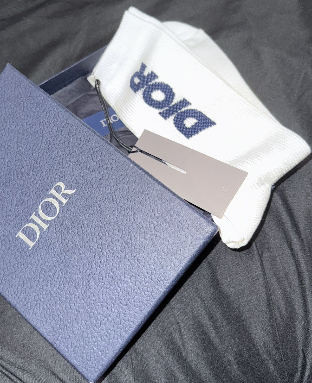 Dior Dior Sock White & Navy Size ONE SIZE - 1 Thumbnail