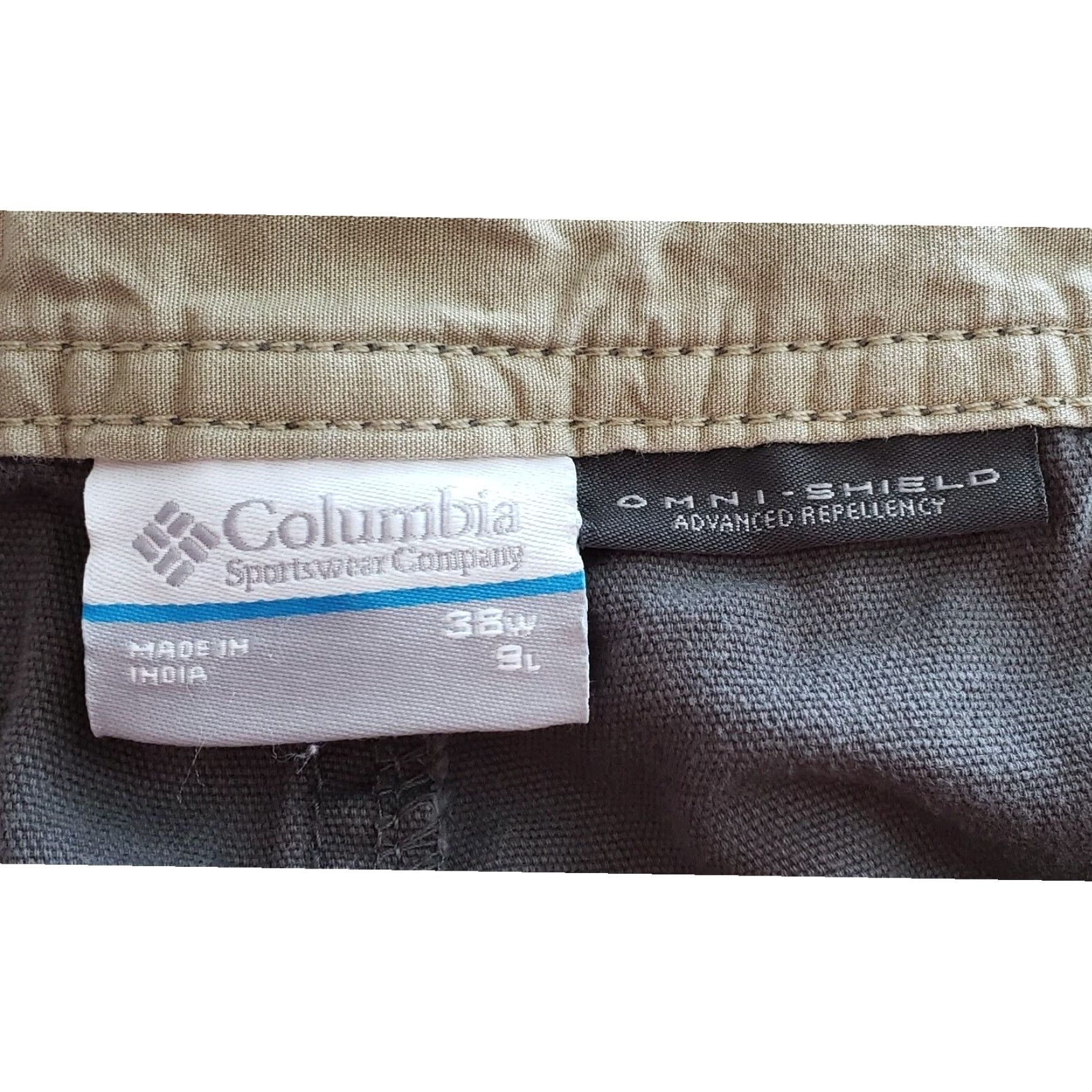 Vintage Columbia Shorts 38 Dark Green OMNI-SHIELD Cotton Flat Front Carpenter Chino Mens Casual Workwear Pants Size US 38 / EU 54 - 3 Thumbnail