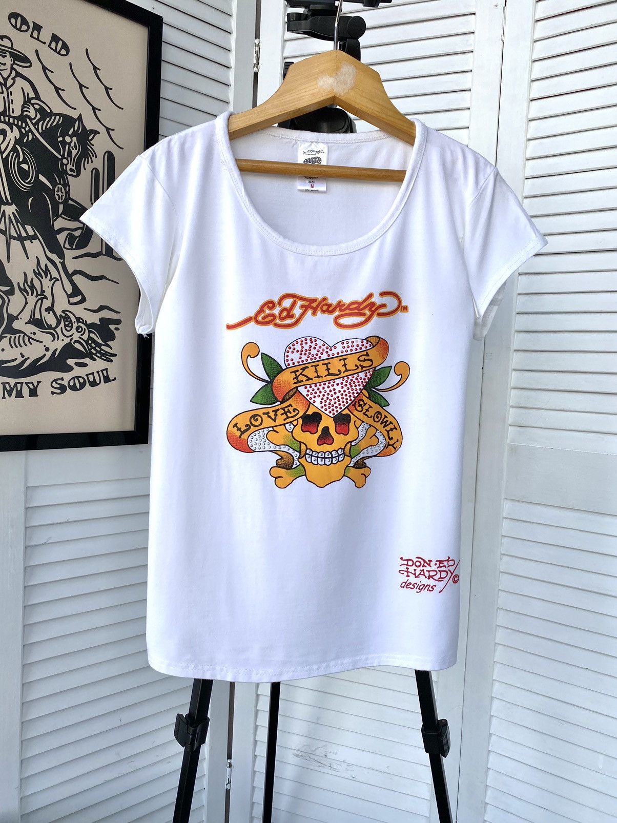 Ed Hardy × Vintage Vintage Y2K Ed Hardy Skull Short Sleeve Tee Shirt Size M / US 6-8 / IT 42-44 - 3 Thumbnail