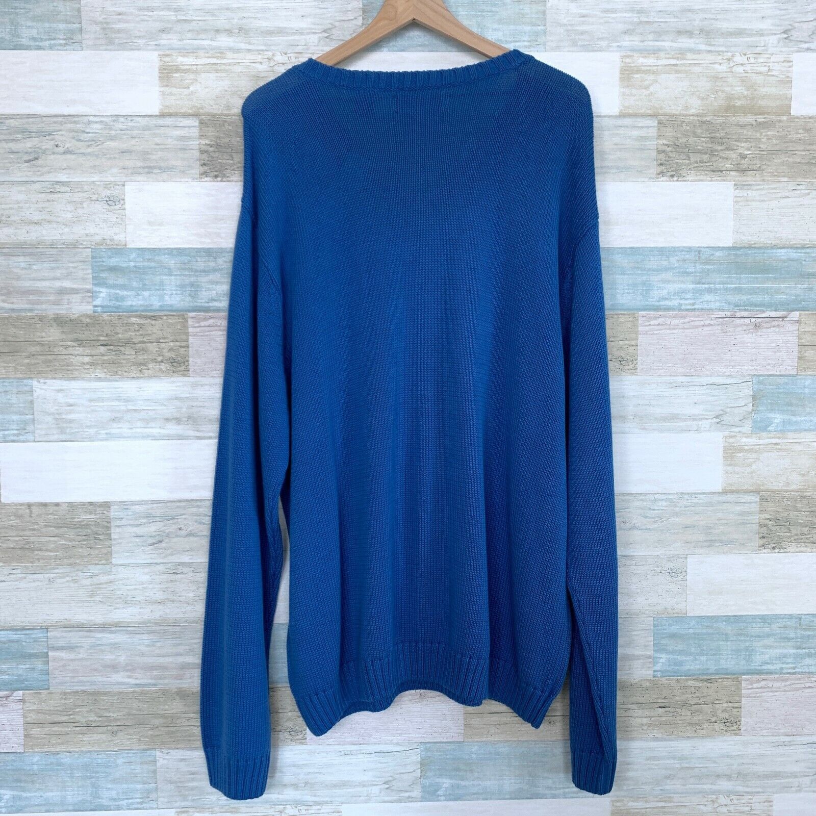 Chaps Chaps Ribbed V Neck Sweater Blue Cotton Knit Mens Size XXL Size US XXL / EU 58 / 5 - 6 Thumbnail