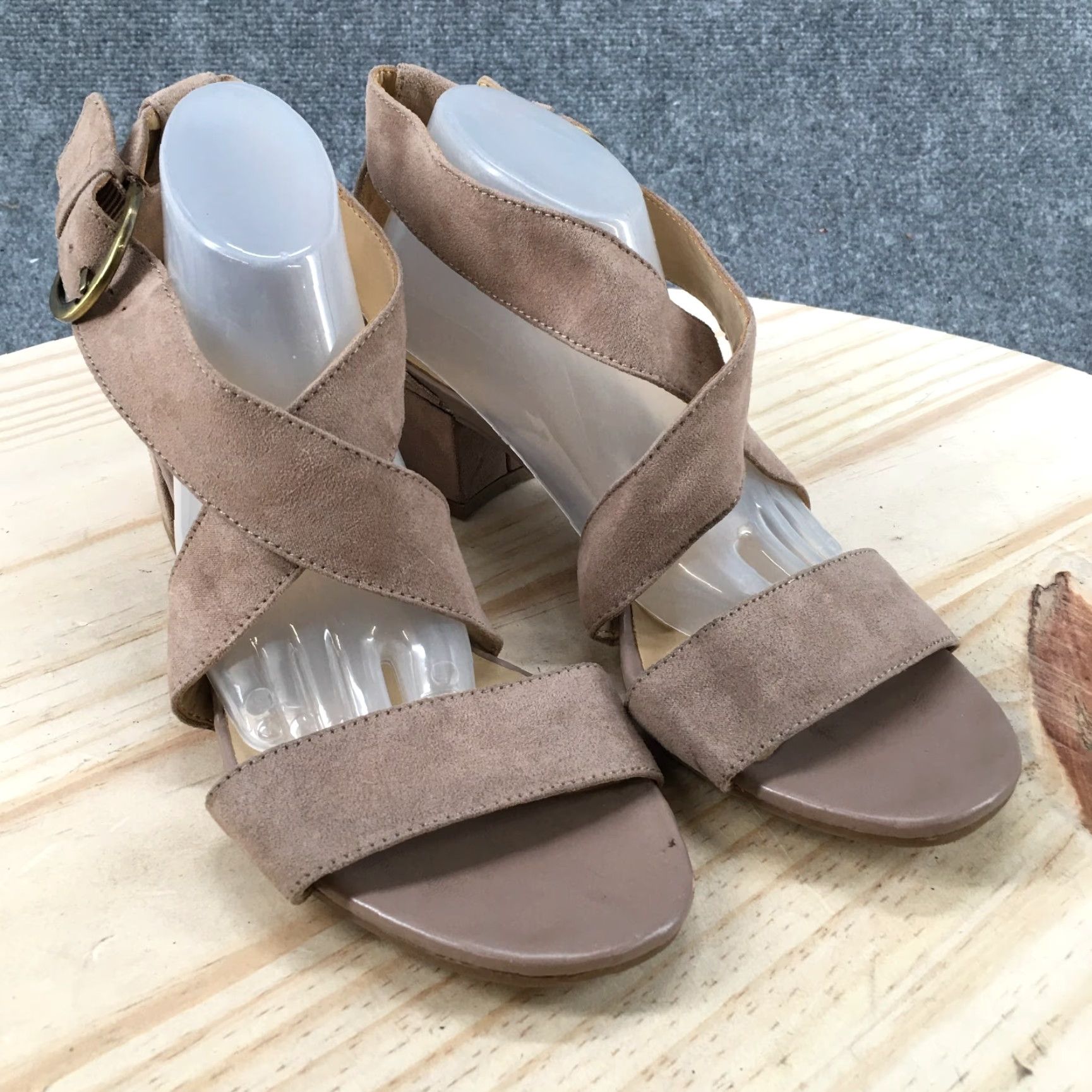 Naturalizer Naturalizer Sandals Amelia Strappy Low Heels Beige Fabric Buckle Womens 7 M Size US 7 / IT 37 - 3 Thumbnail