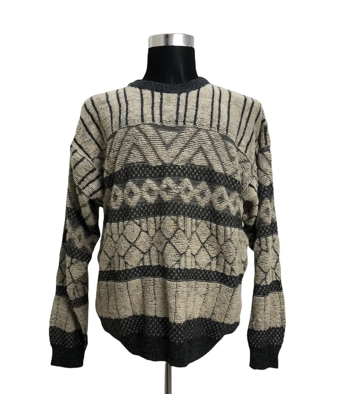 Japanese Brand BEL BELLO FARSH Vintage 80s Geometric Cozy Jumper Knitwear Size US L / EU 52-54 / 3 - 1 Thumbnail