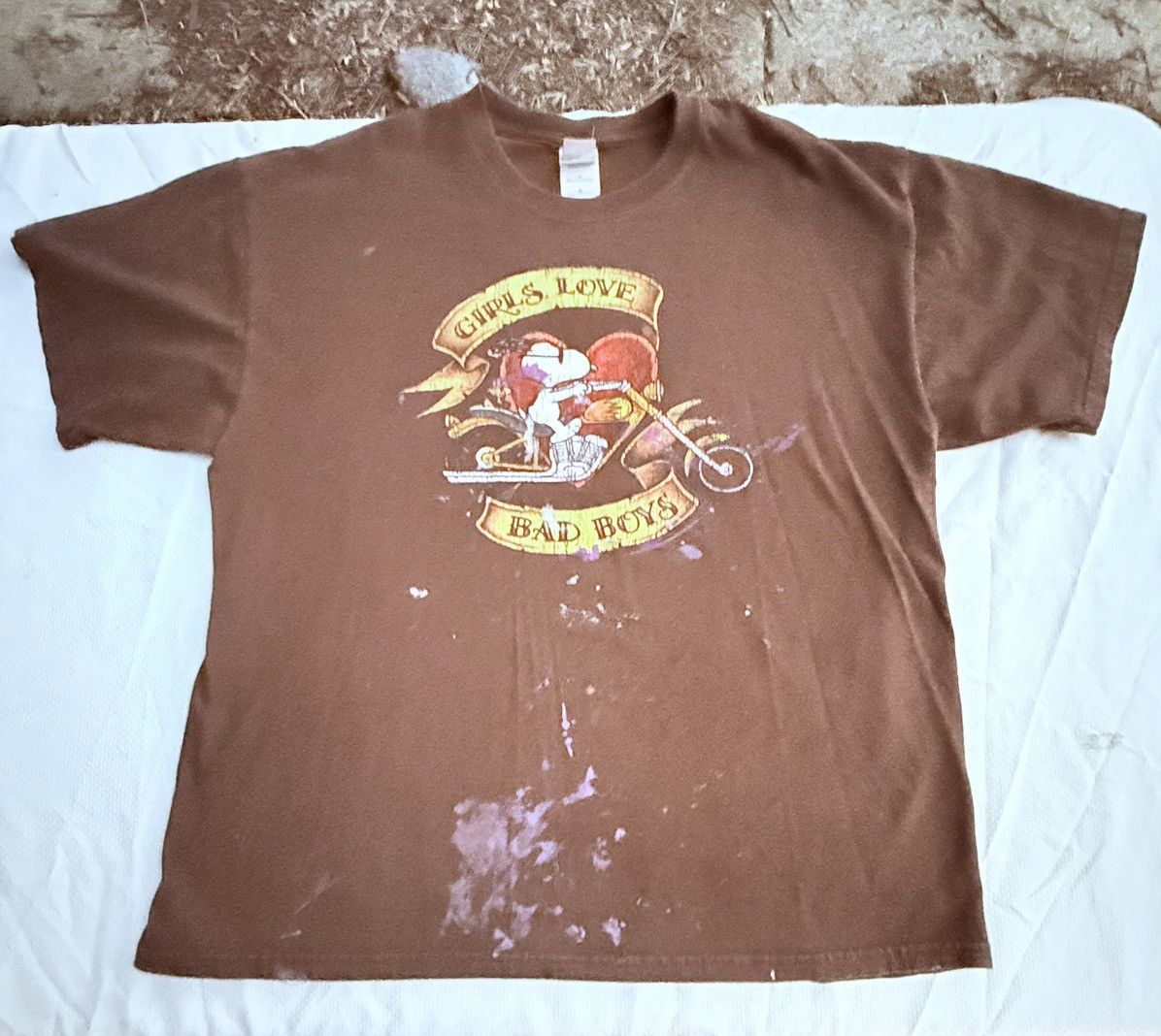 Peanuts Thrashed Vintage Snoopy Biker Tee Shirt XL Peanuts T Size US XL / EU 56 / 4 - 1 Thumbnail