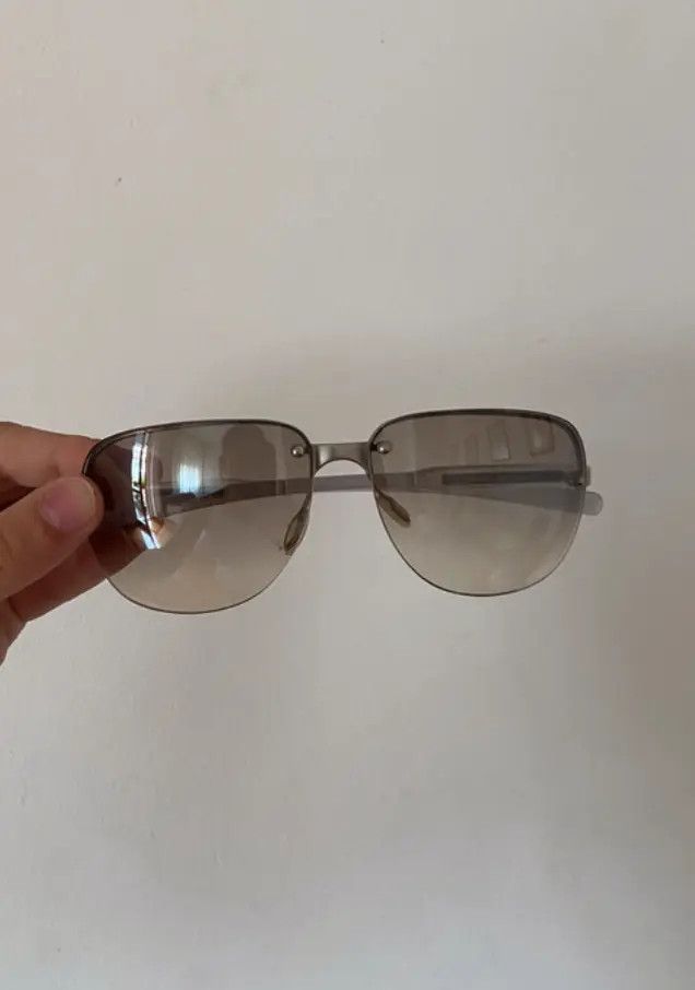 Prada PRADA Sunglasses Rimless Sport Metal Frame Shield Wrap Size ONE SIZE - 1 Thumbnail