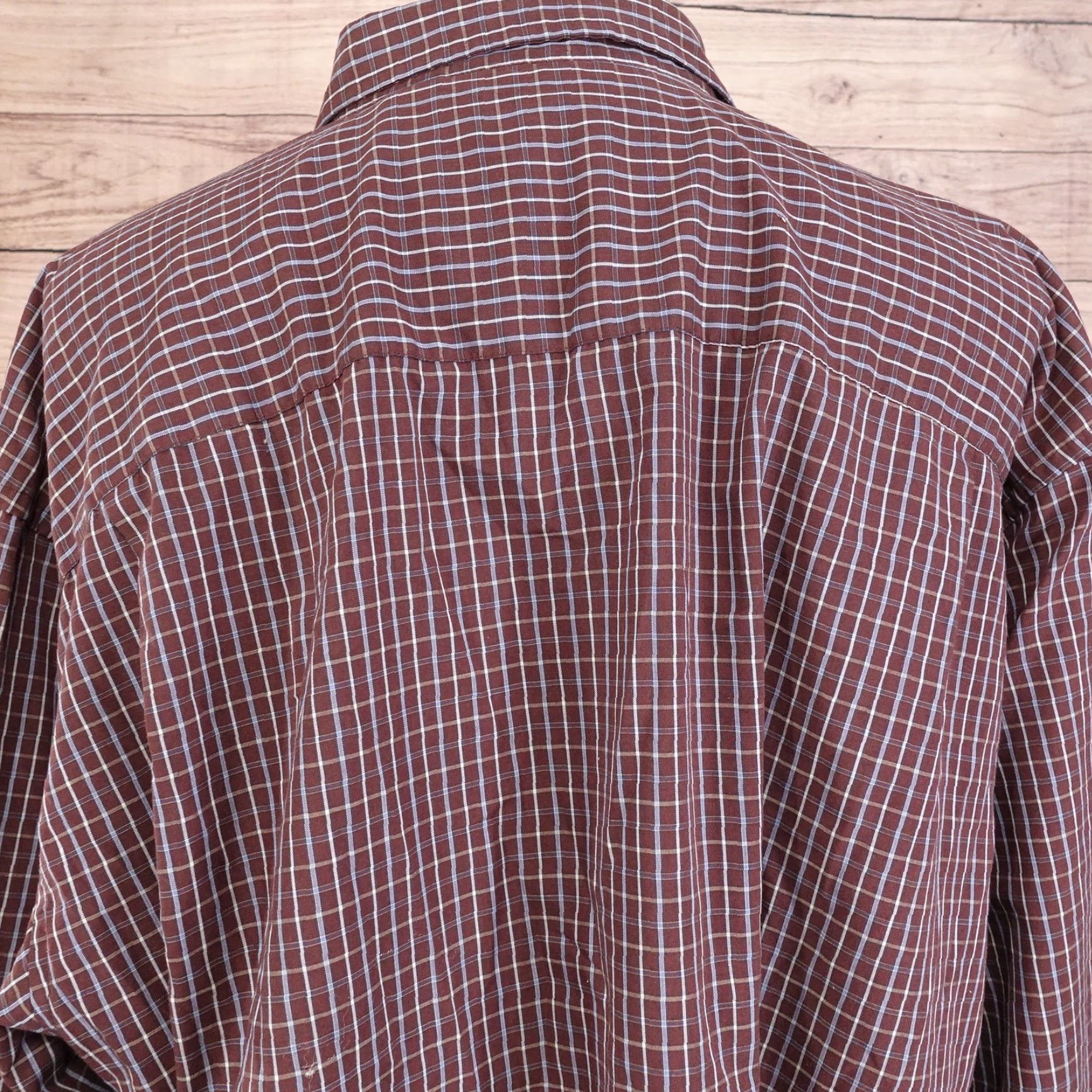 Van Heusen Van Heusen Shirt Burgundy Check Button-Up 2XL Long Sleeve Wrinkle Free Stain Shield Mens Size US XXL / EU 58 / 5 - 5 Thumbnail