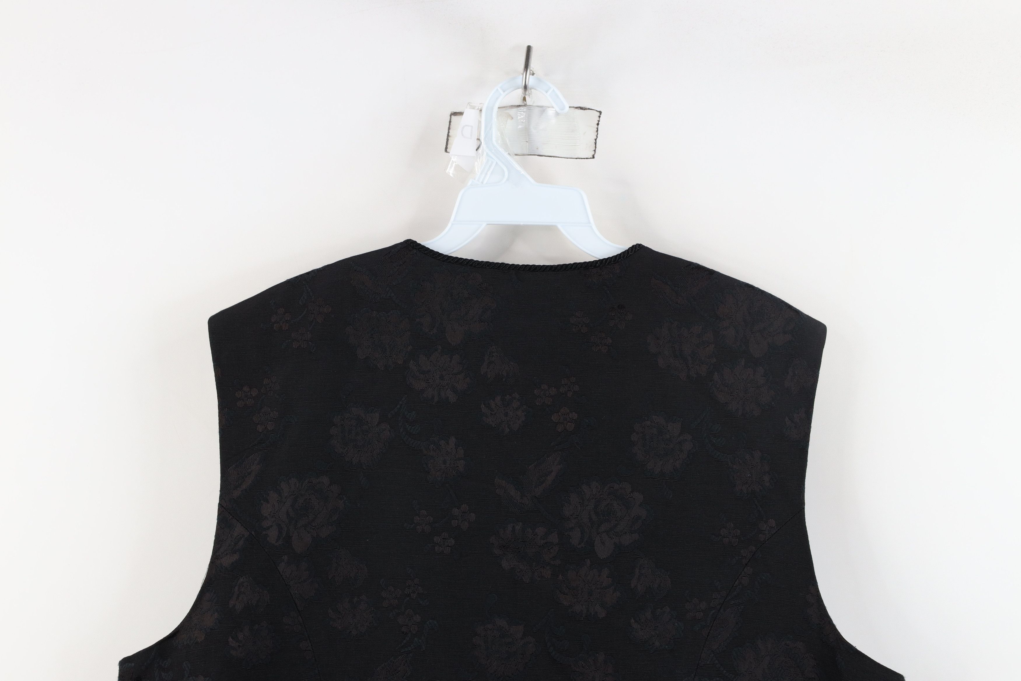 Vintage Vintage 90s Streetwear Lace Flower Button Vest Jacket Black Size XXL / US 16-18 / IT 52-54 - 11 Thumbnail