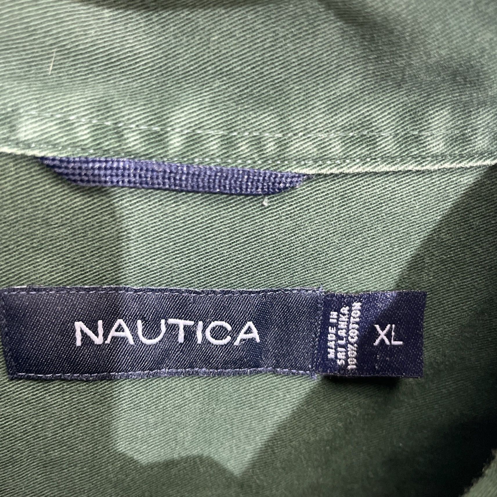 Nautica Nautica Long Sleeve Button Down Dress Shirt XL Extra Large Green Thick Heavy Men Cotton Button-Up Shirt with Pockets" Size 46R - 2 Thumbnail