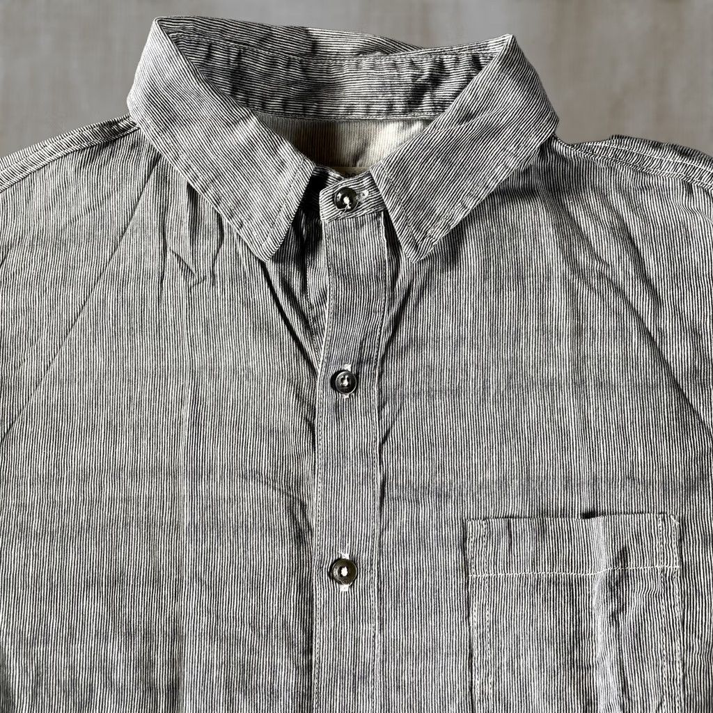 Rag & Bone Rag & Bone Shirt Mens Medium Gray White Grainstripe Tailored Workwear USA Cotton Size US M / EU 48-50 / 2 - 1 Thumbnail