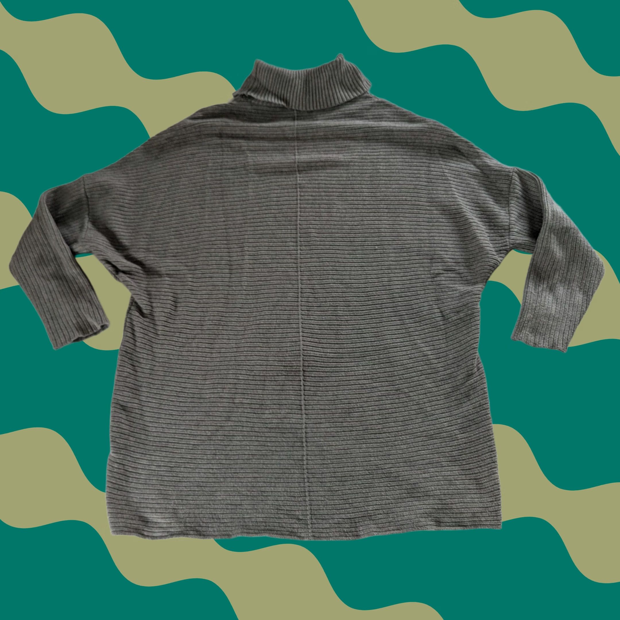 Vintage Cyrus Gray Ribbed Turtleneck Boxy Sweater Dolman Sleeve High Low Women's Size M Size M / US 6-8 / IT 42-44 - 1 Thumbnail