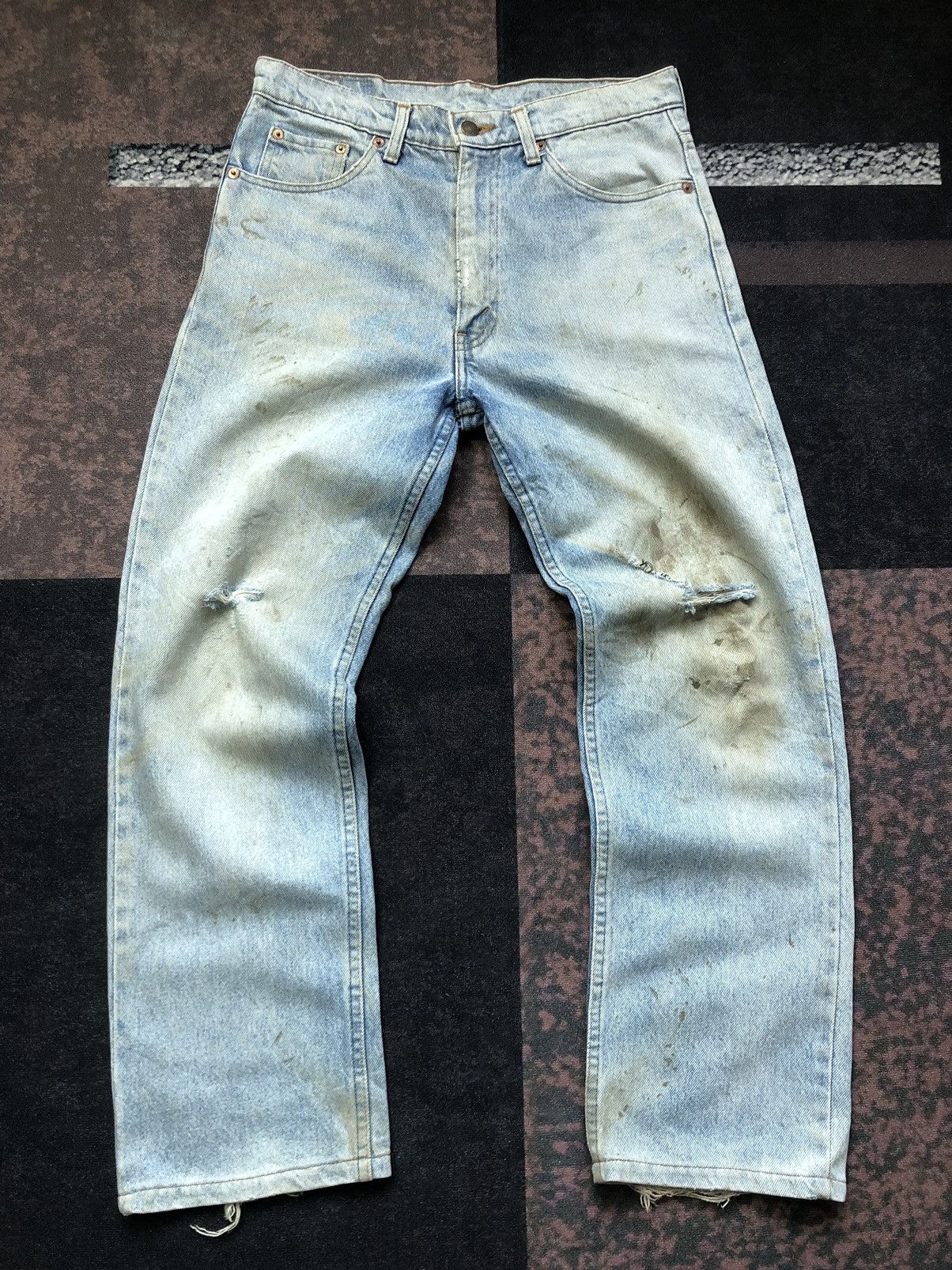 image of Levis x Vintage Size 31X28 Vintage Levi's 518 Distressed Dirty Jeans in Blue, Men's