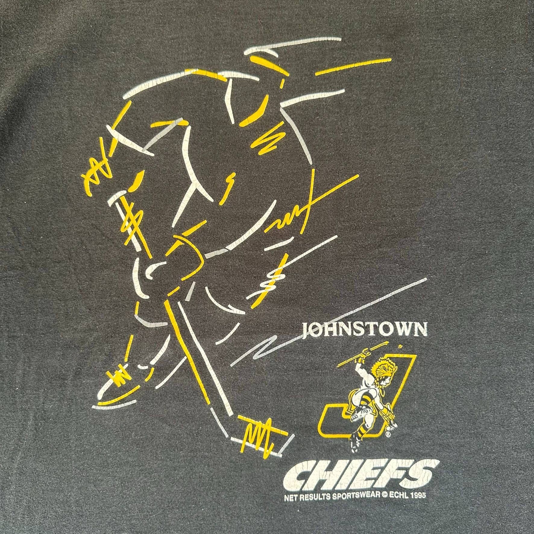 Fruit Of The Loom Vintage 90s ECHL Johnstown Chiefs Ice Hockey T-Shirt Single Size US XXL / EU 58 / 5 - 2 Thumbnail