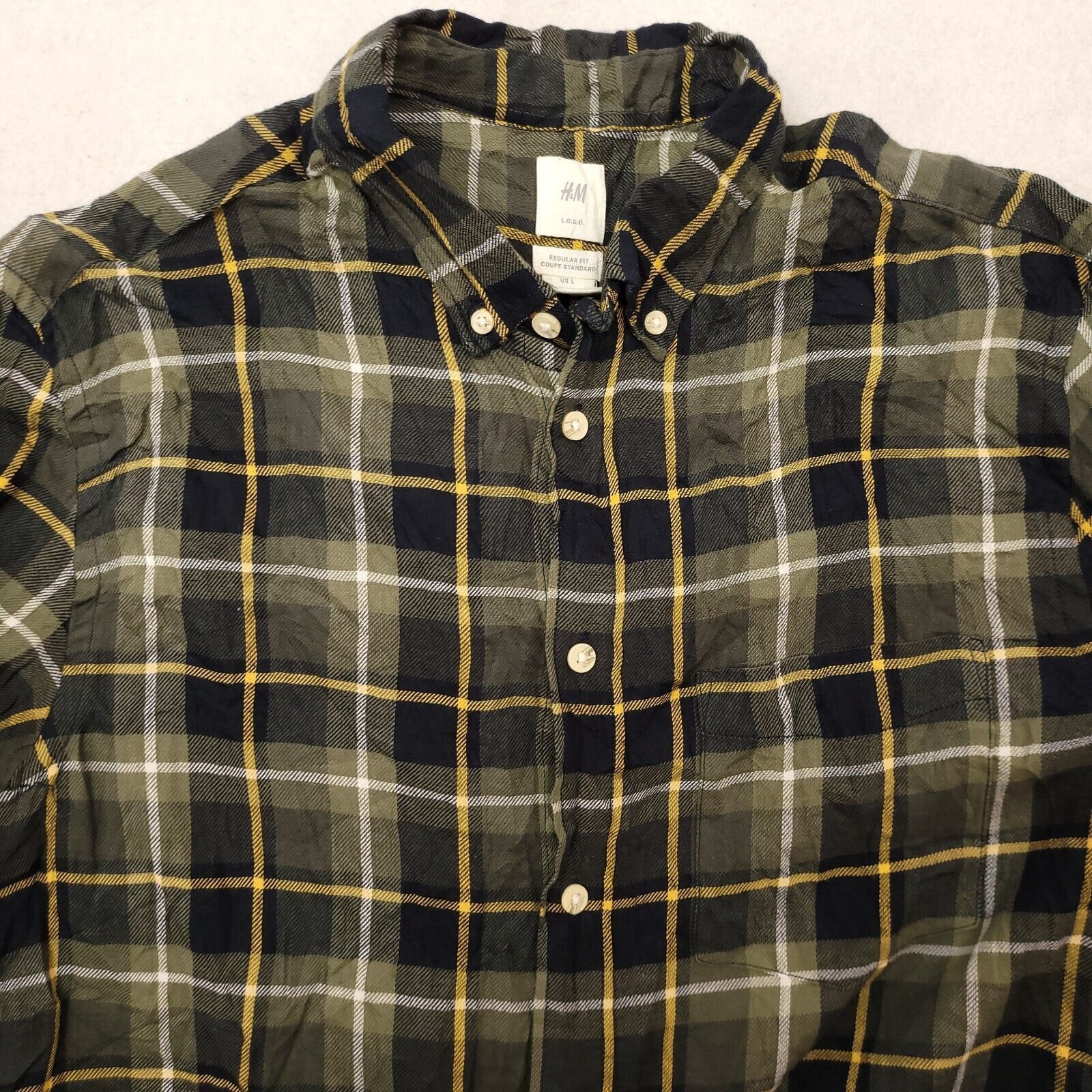 H&M H&M LOGG Tartan Flannel Shirt Mens Size Large L Green Yellow Size US L / EU 52-54 / 3 - 1 Thumbnail