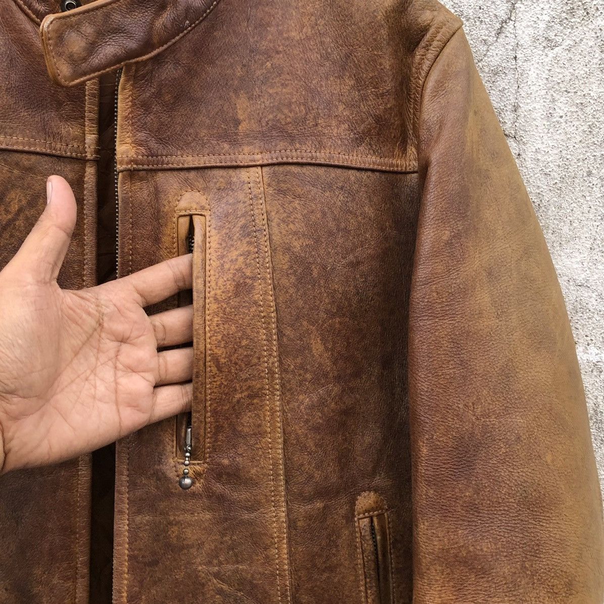 Vintage Vintage 90s Cow Real Leather Rider's Jacket By Uniqlo Size US M / EU 48-50 / 2 - 10 Thumbnail