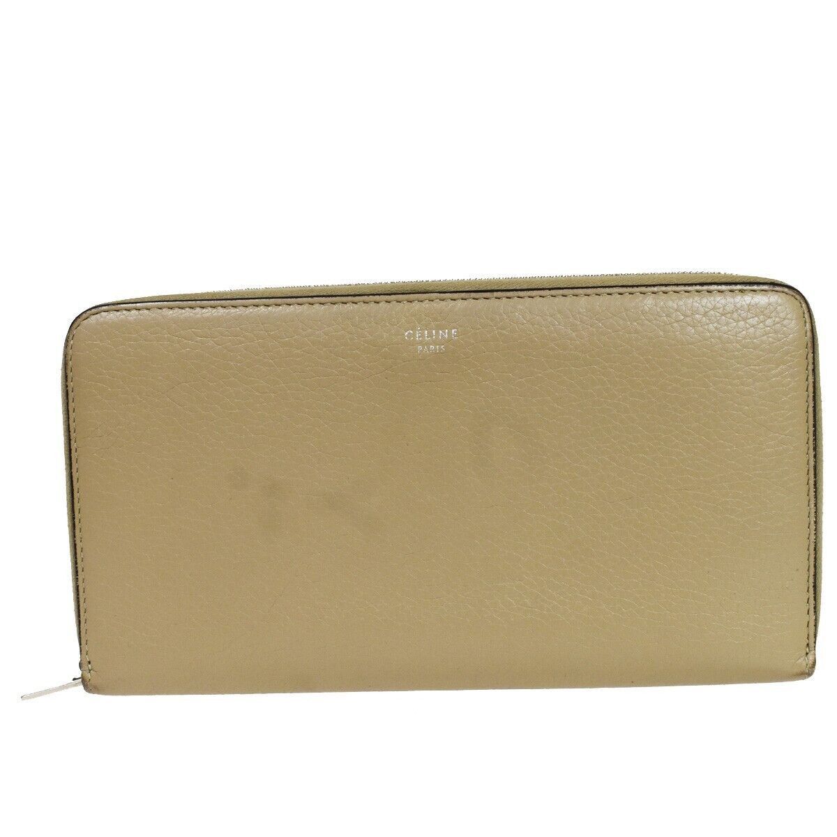 image of Celine Céline Zip Around Wallet in Beige, Women's