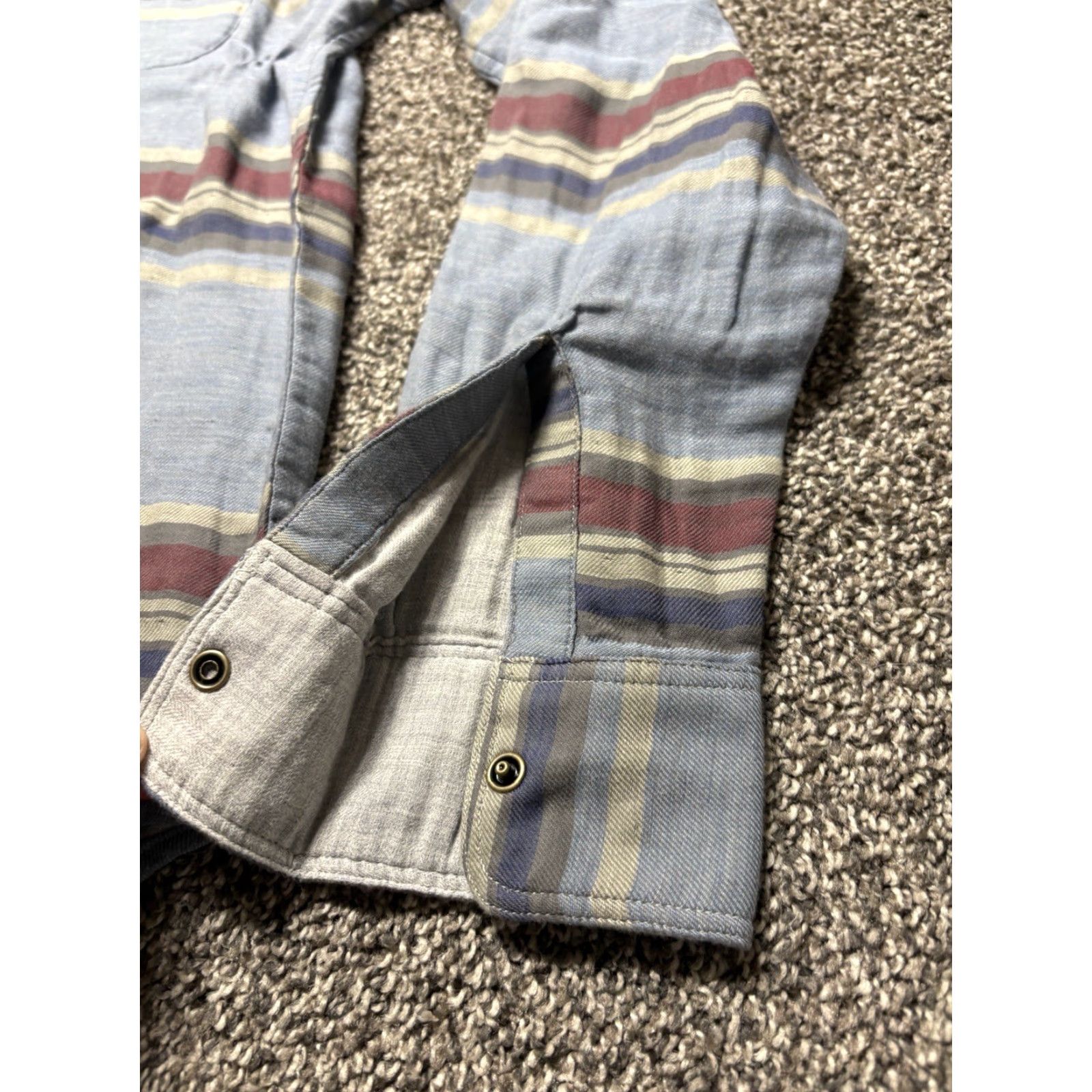 Faherty Faherty Reversable Shirt Shaket Mens Medium Flannel Cotton Long Sleeve Snap Cuff Striped Pattern Outdoor Classic Shirt Mens M Blue Size US M / EU 48-50 / 2 - 5 Thumbnail